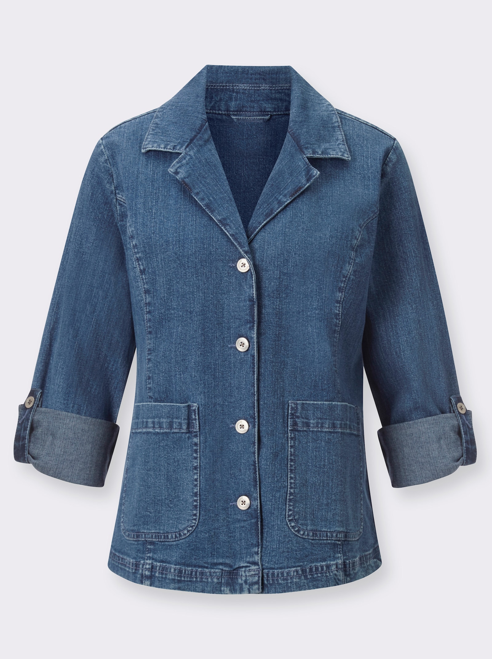 Jeansblazer mit krempelbaren Ärmeln - blue-bleached