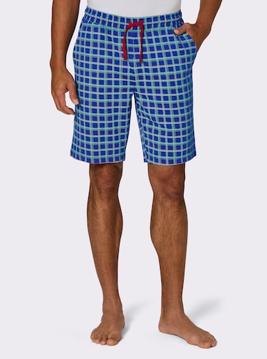 wäschepur men Hose kurz - royalblau-kirsche-kariert