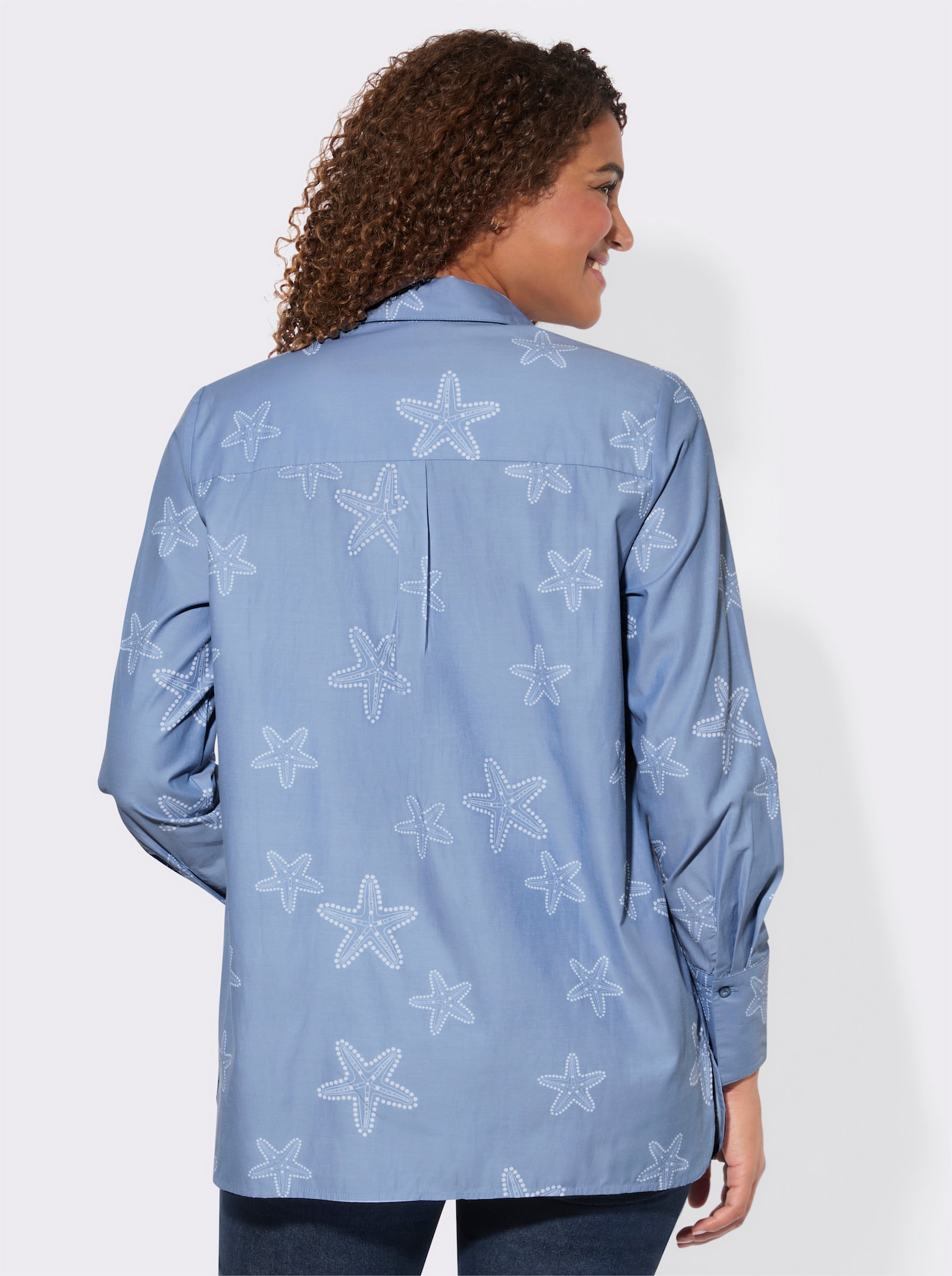 Longbluse mit Zierperlen - bleu