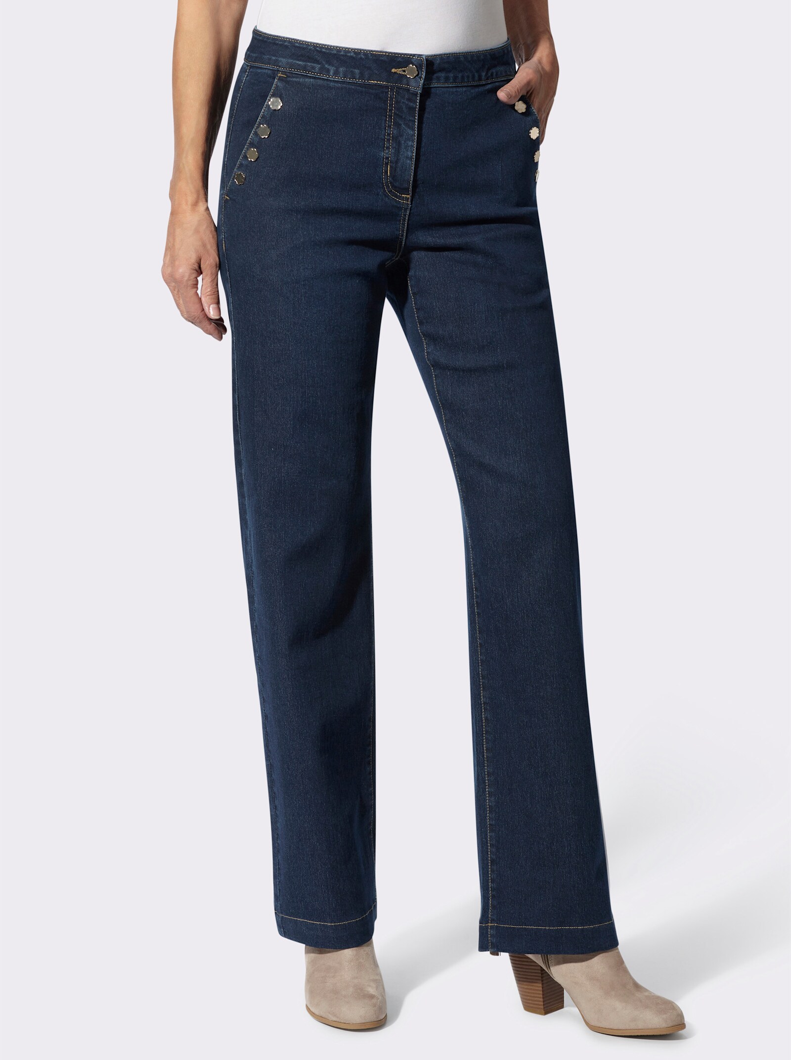 Jeans mit Zierknöpfen - dark blue