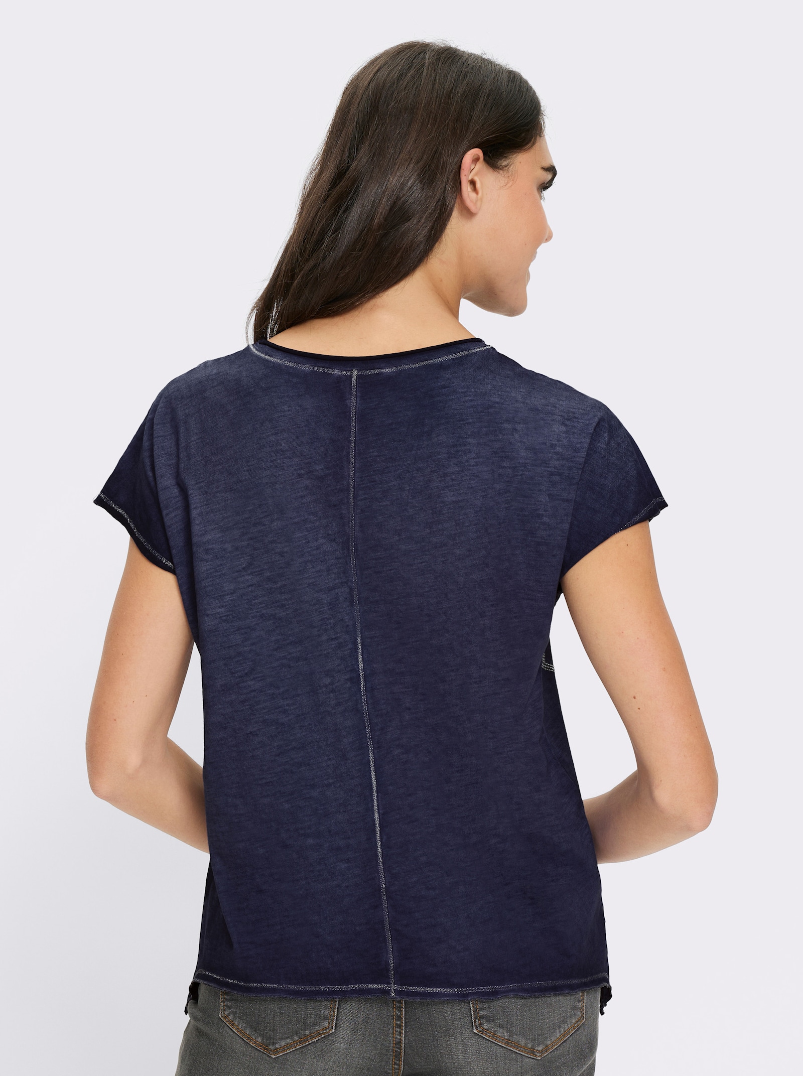 heine T-Shirt mit zipfeligem Saum - marine