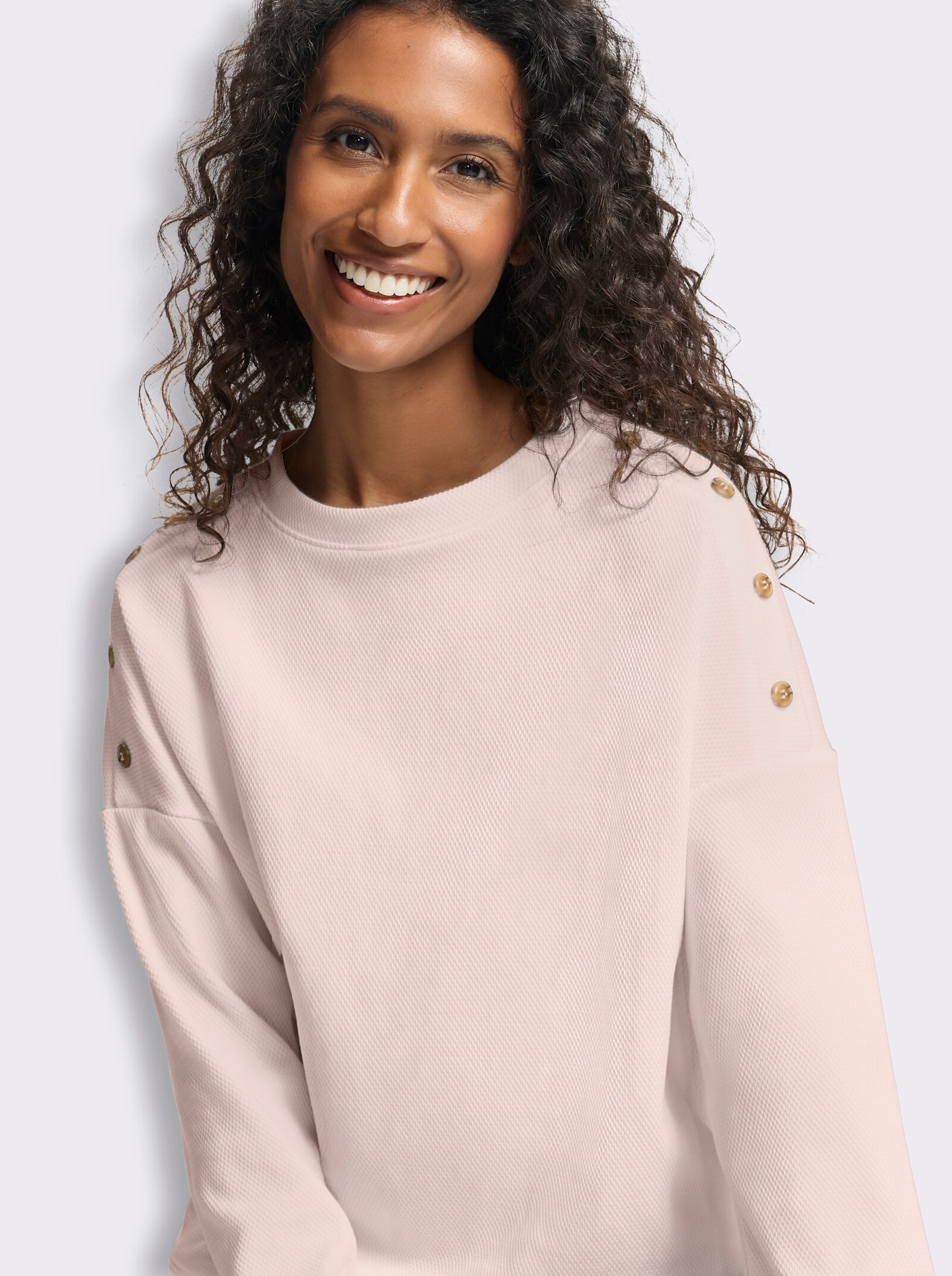 heine Langarmshirt mit Waffelstruktur - puder