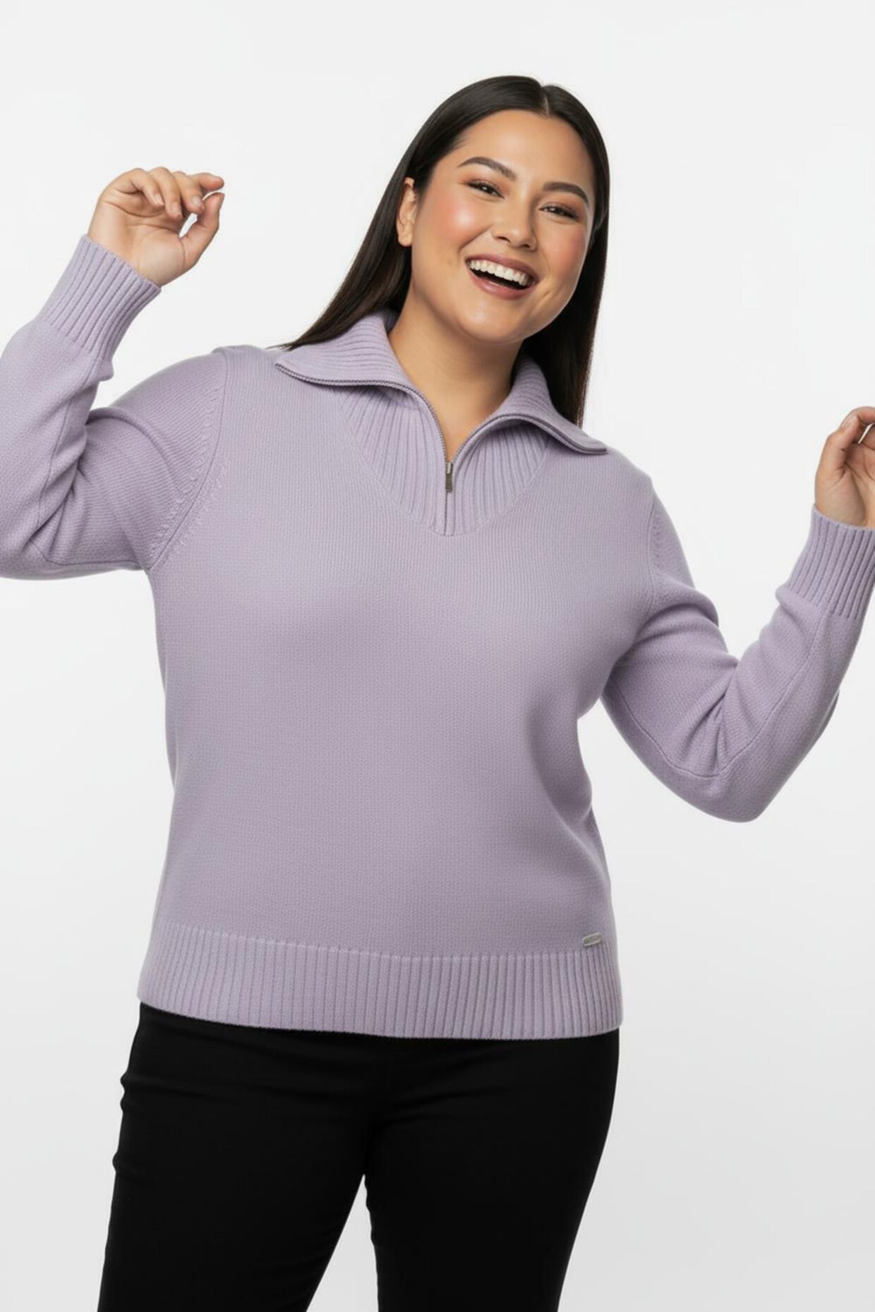 Troyer mit breiten Rippabschlüssen - flieder