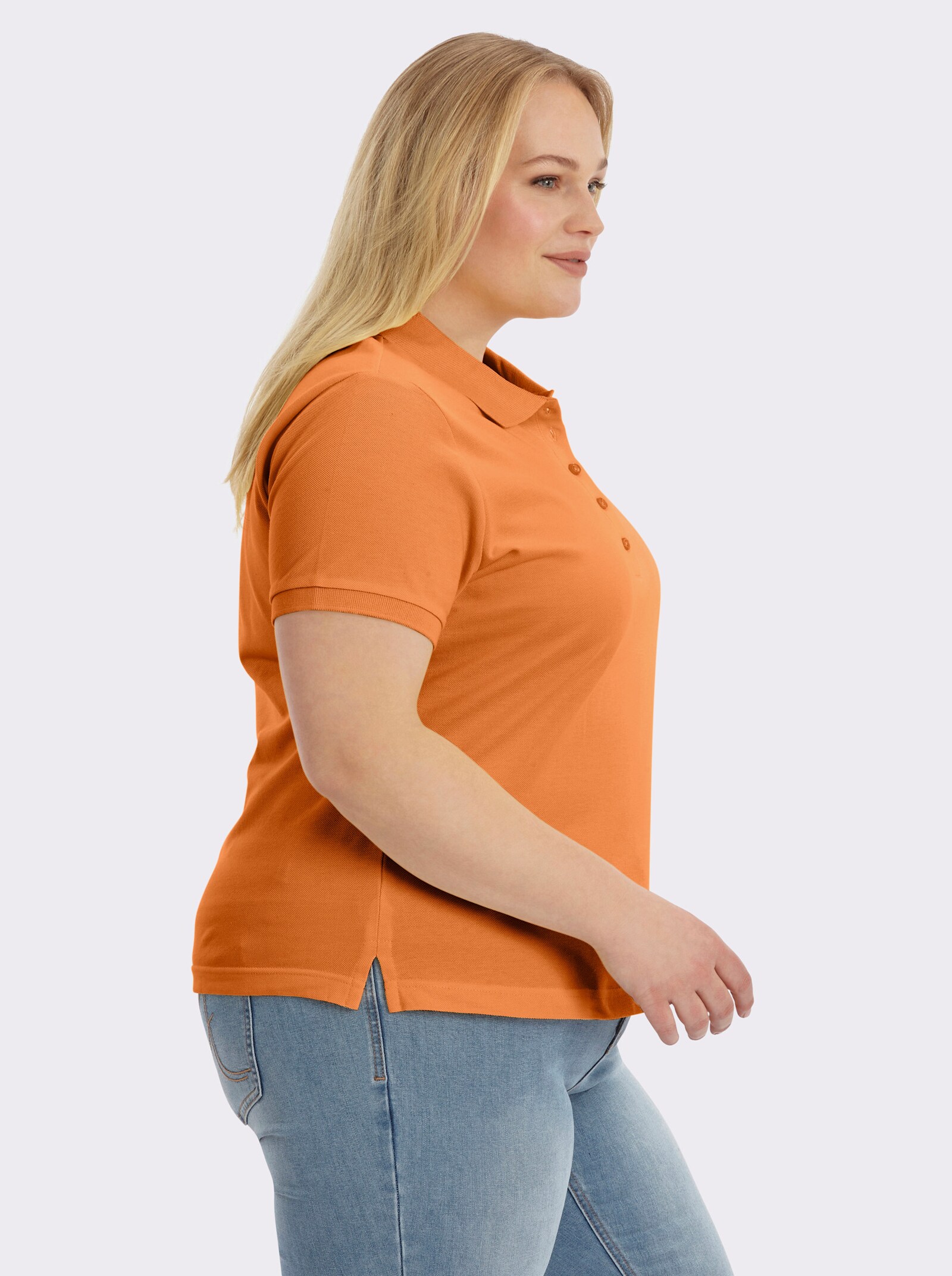 Poloshirt mit Seitenschlitzen - mandarine