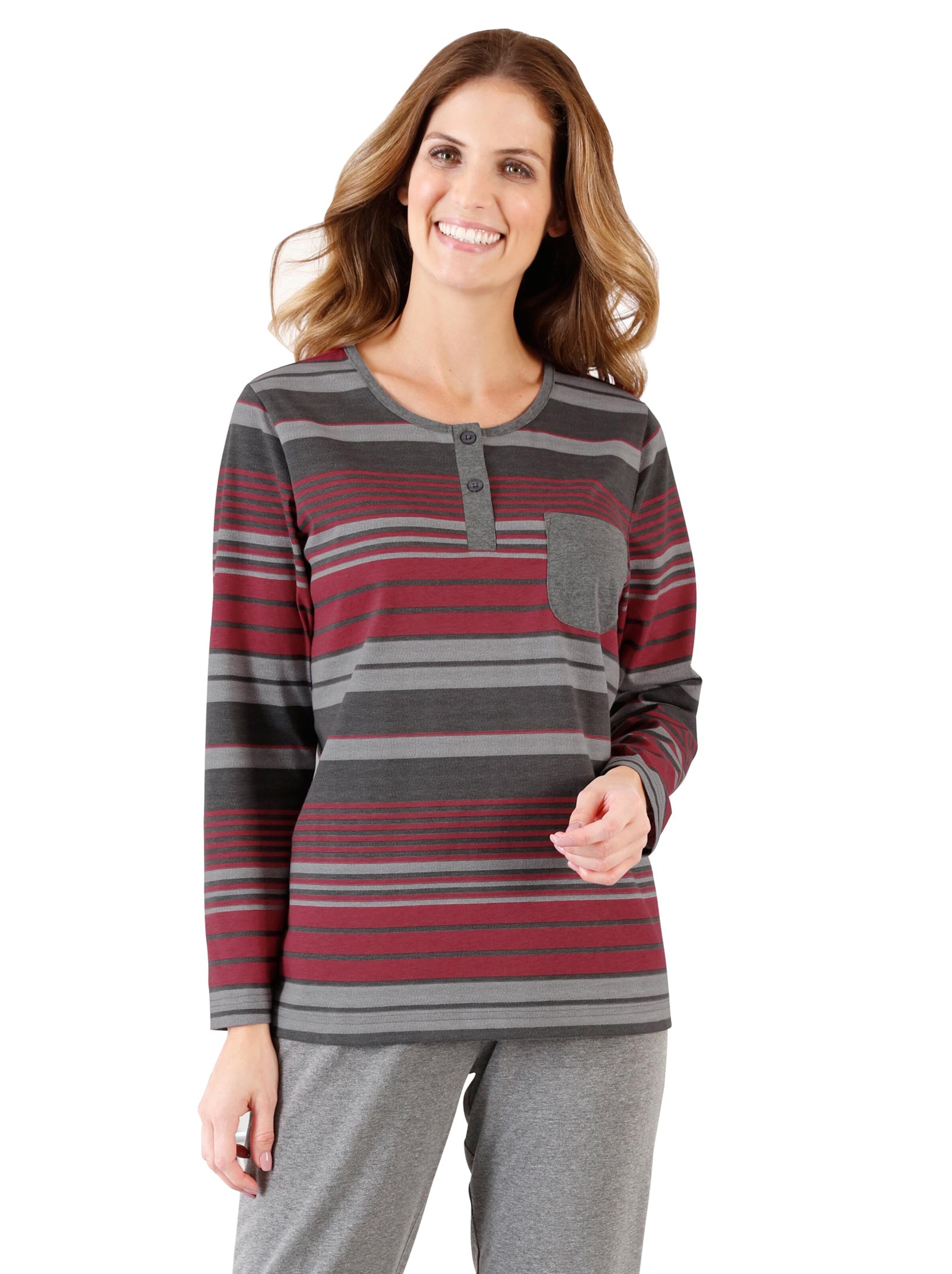 Schlafanzug - anthrazit-rot