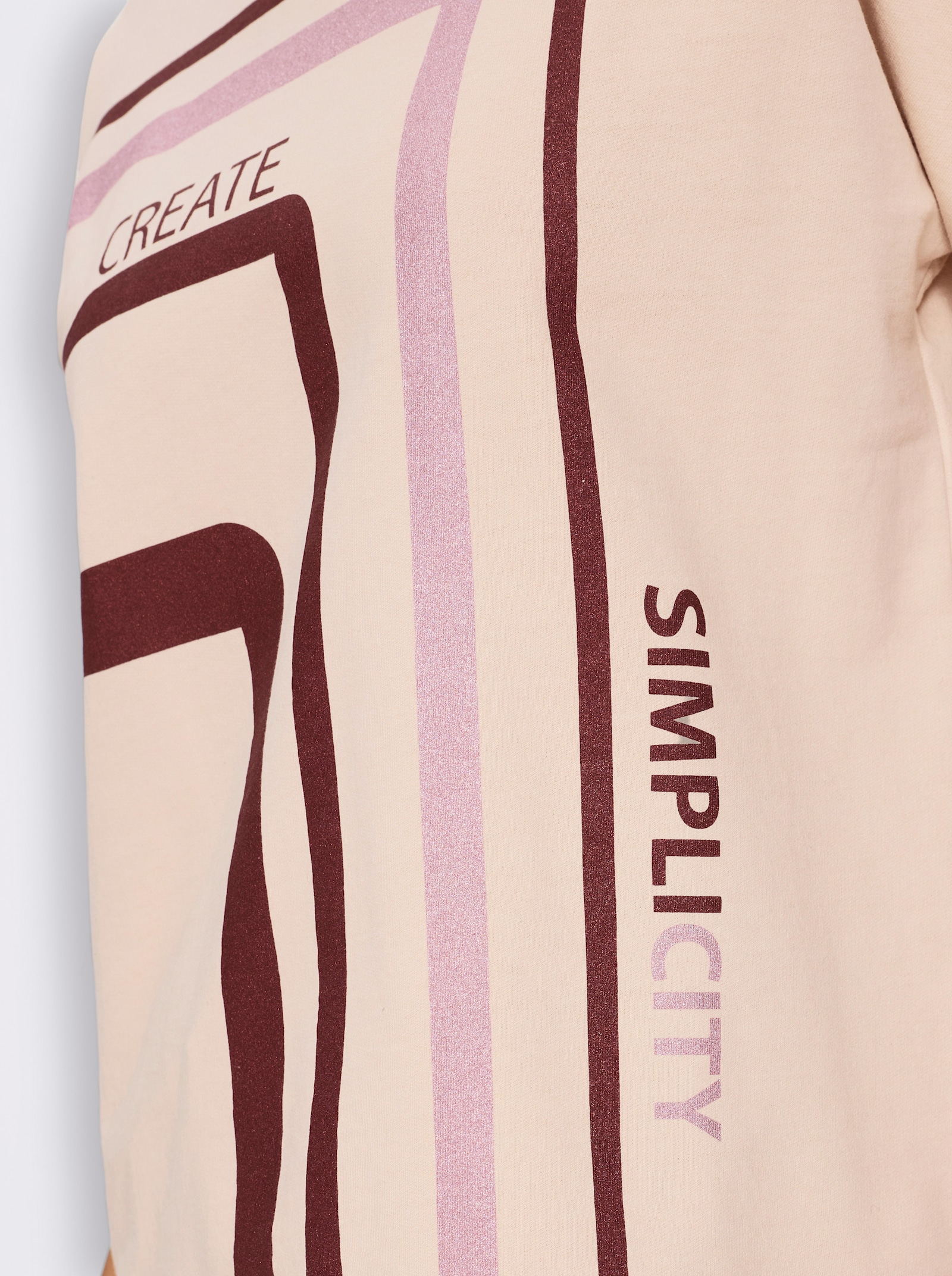 heine Rollkragenshirt mit Glitzerdruck - elfenbein-burgund