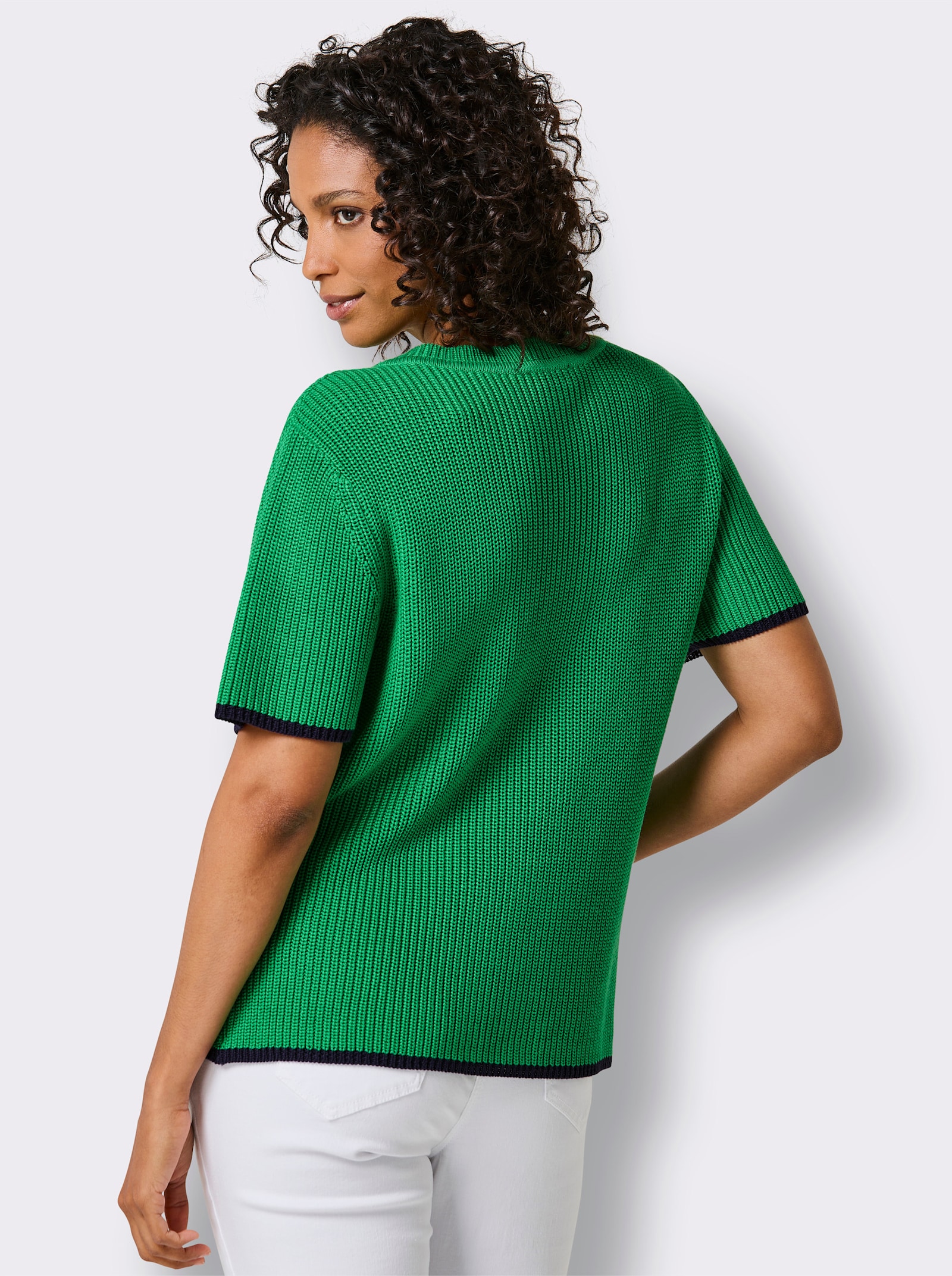 CREATION L PREMIUM Kurzarmpullover - grasgrün