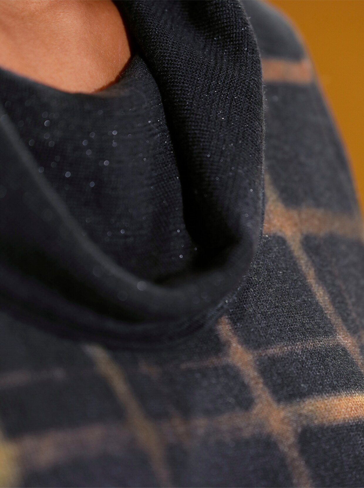 Lurex-Pullover - schwarz-braun-bedruckt