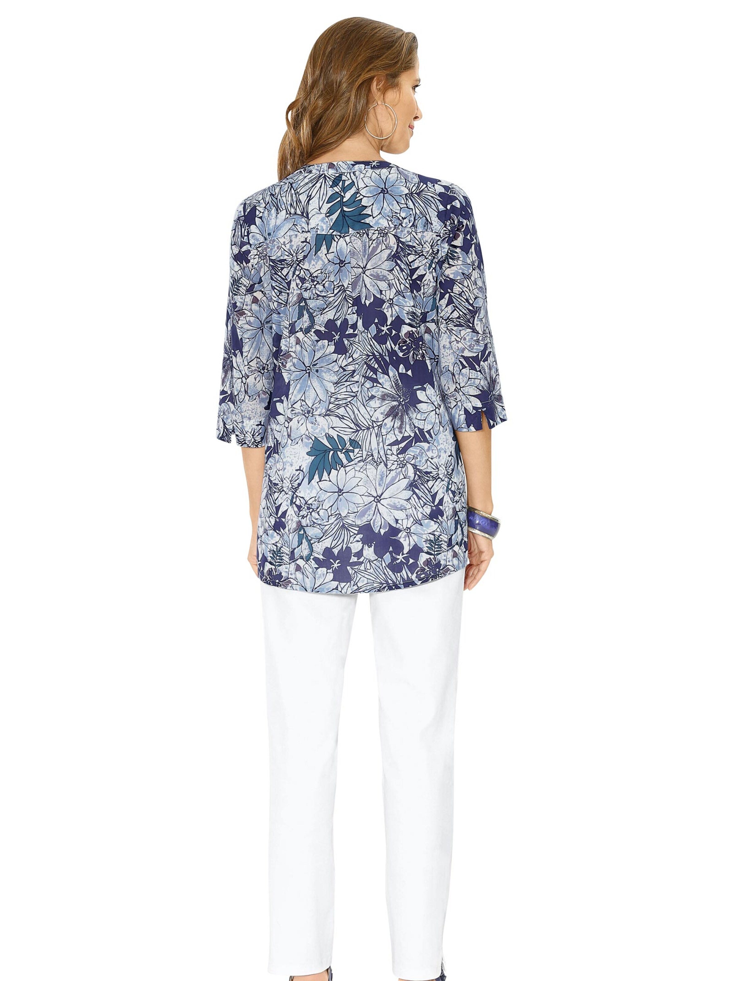 Tunika - weiß-blau-bedruckt