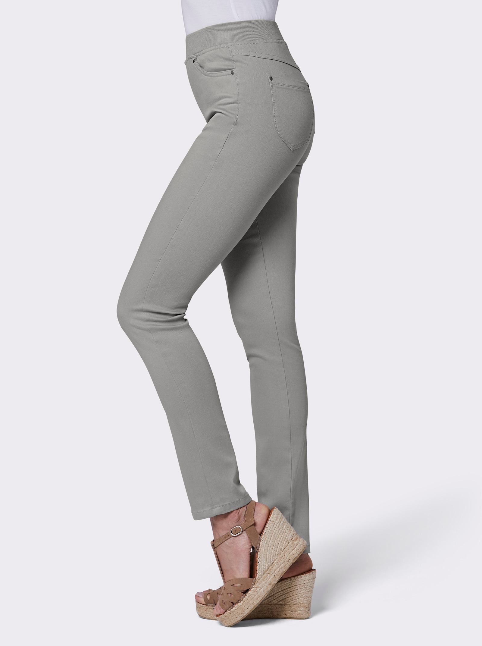 CREATION L PREMIUM Jeans mit Rippenstrick-Bund - grey denim