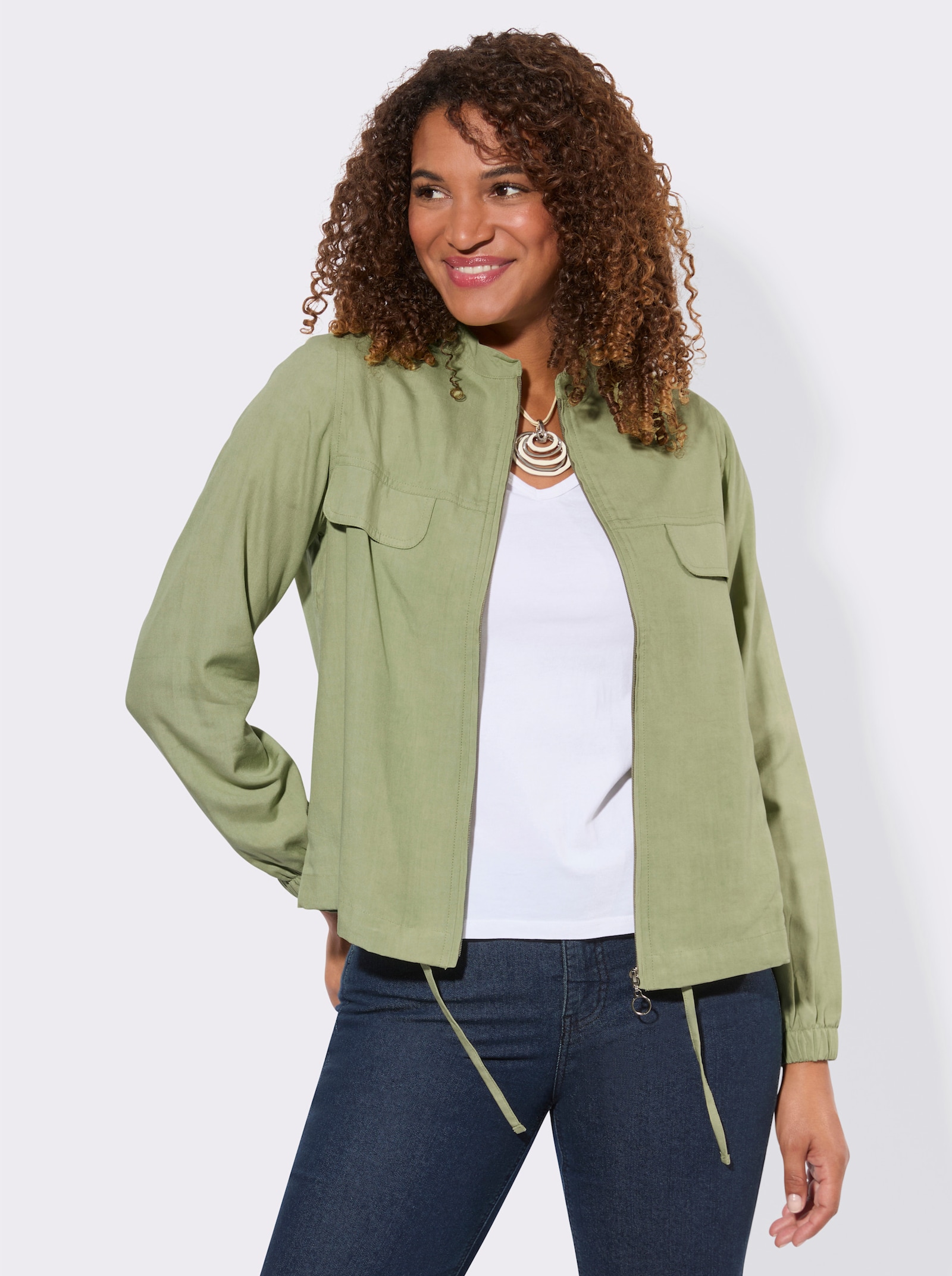 Blusenjacke in Oversize-Form - schilf