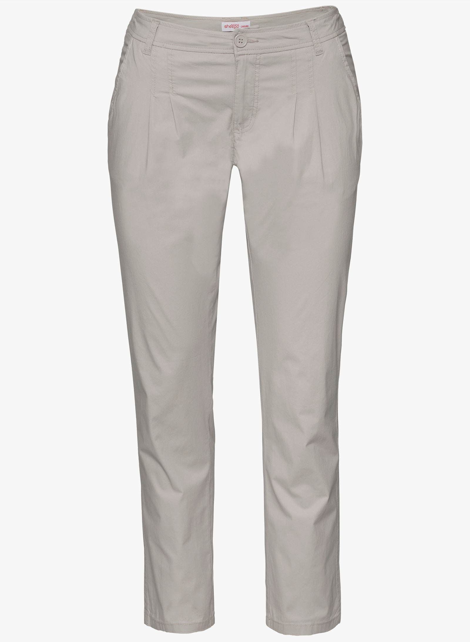 sheego Chinobroek met bandplooien - beige