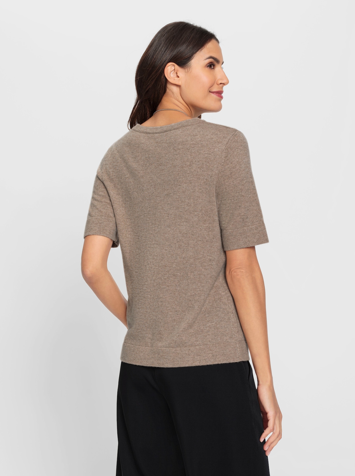 Pullover met korte mouwen - sesam gemêleerd