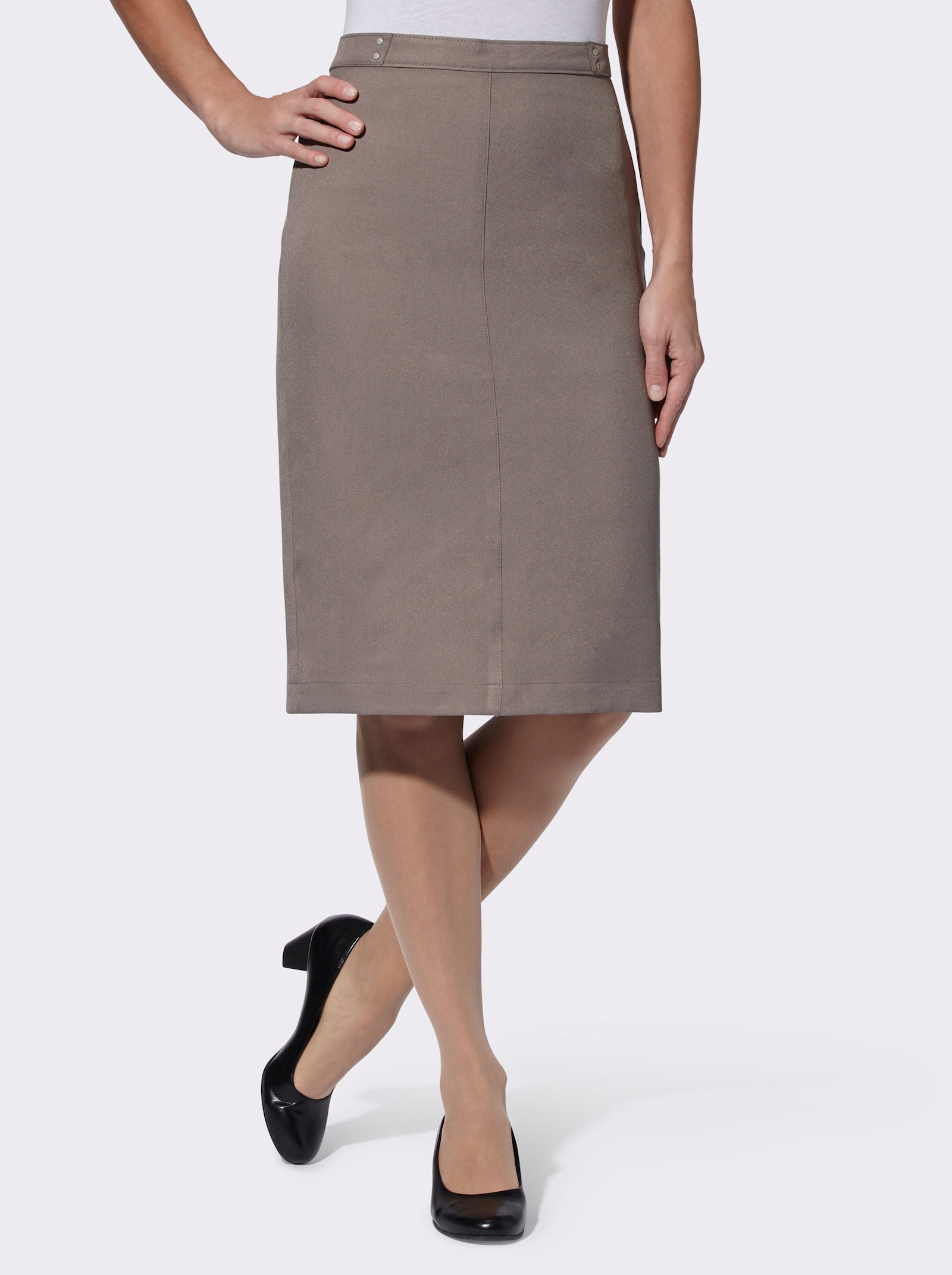 Schlupfrock mit Gehschlitz - dunkeltaupe