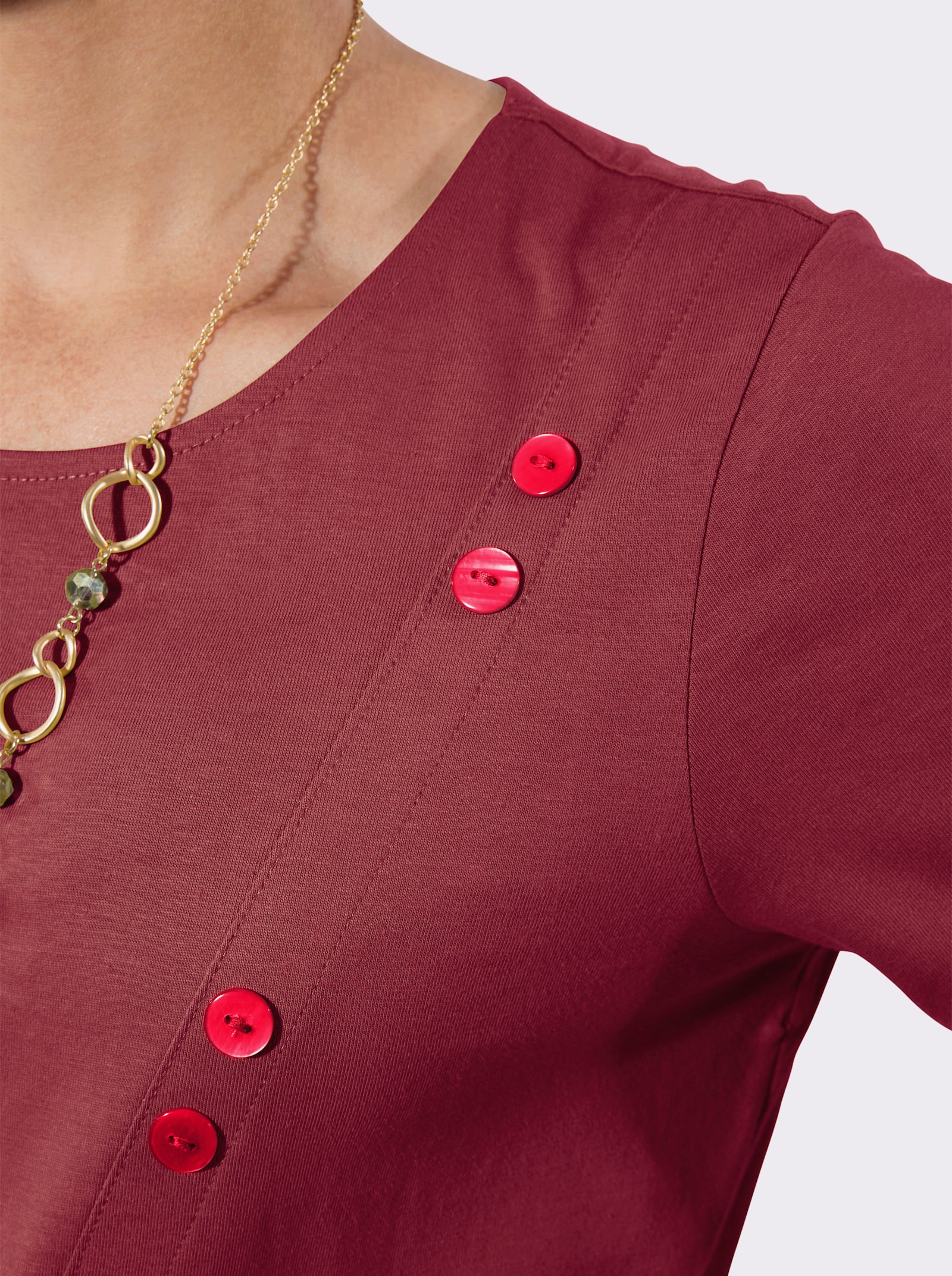 Longshirt asymmetrischer Schnitt - dunkelrot