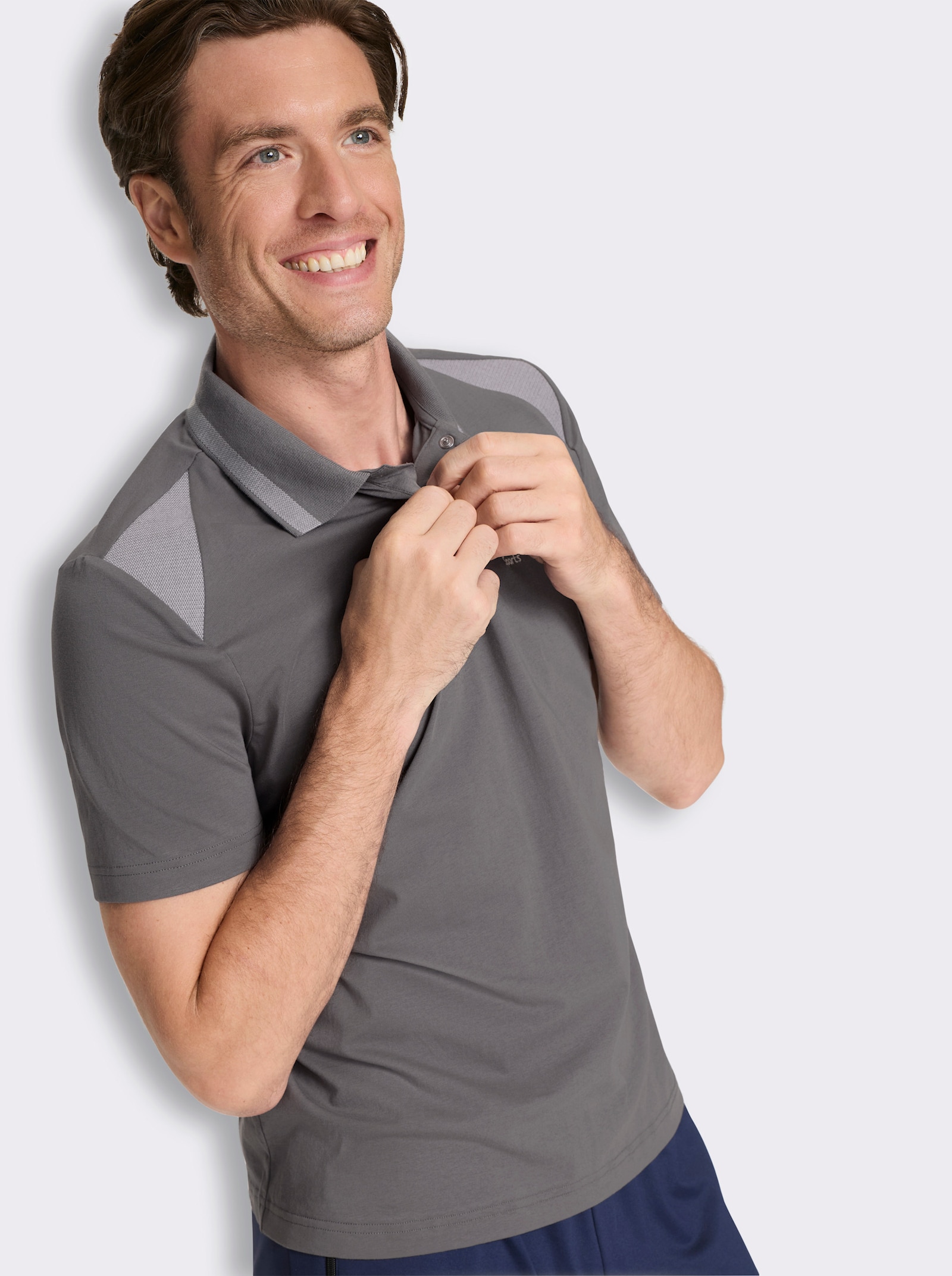 Catamaran Sports Kurzarmshirt mit Druckknopfleiste - anthrazit