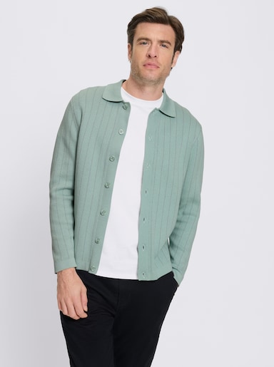 Marco Donati Strickjacke mit Jacquard-Muster, Baumwolle - kalkmint