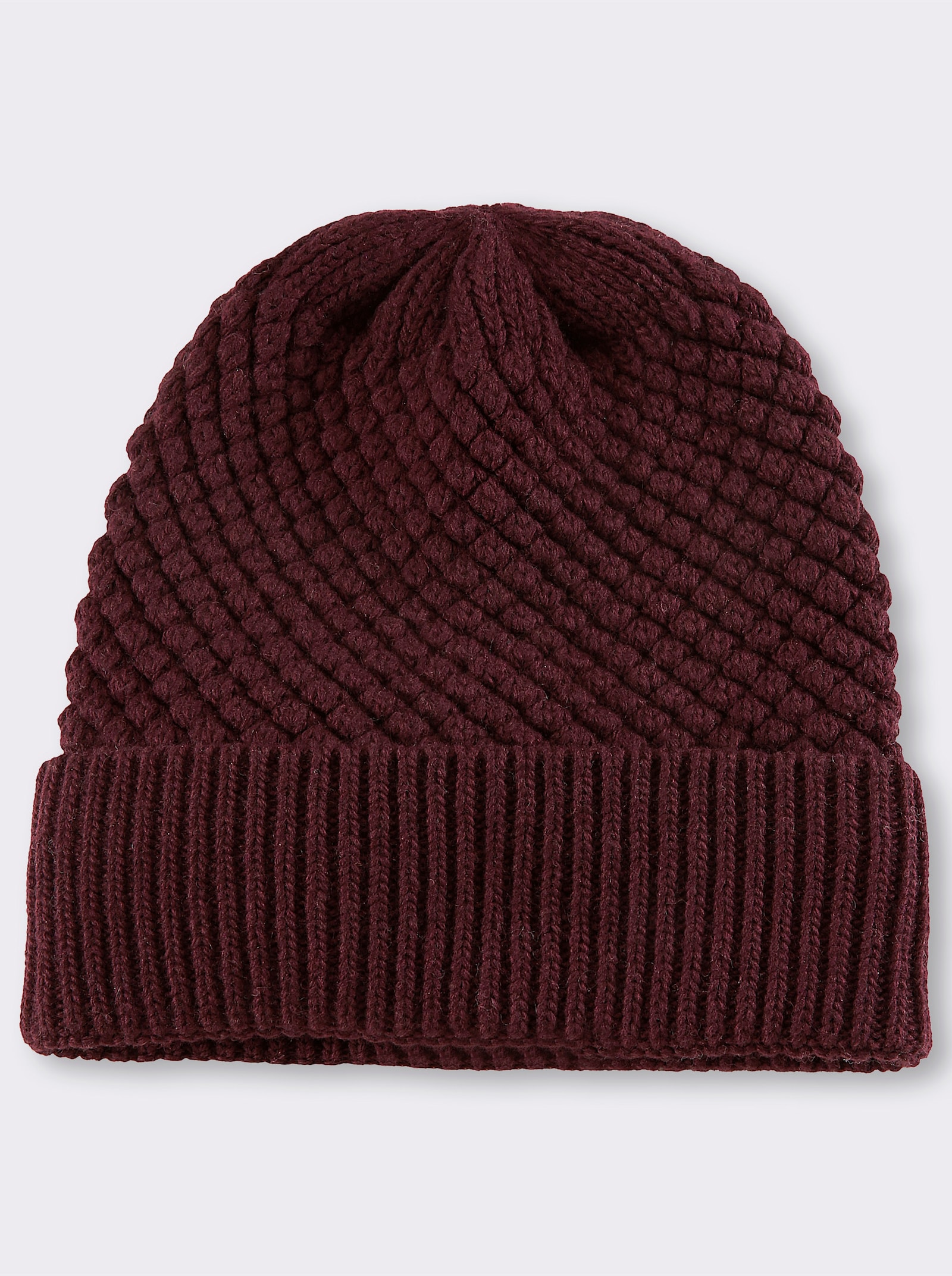 Strickmütze mit Kaschmir - bordeaux