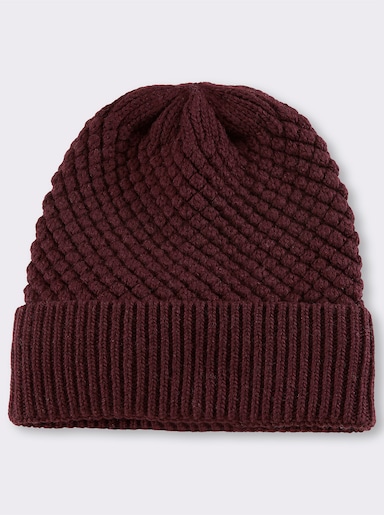Strickmütze mit Kaschmir - bordeaux