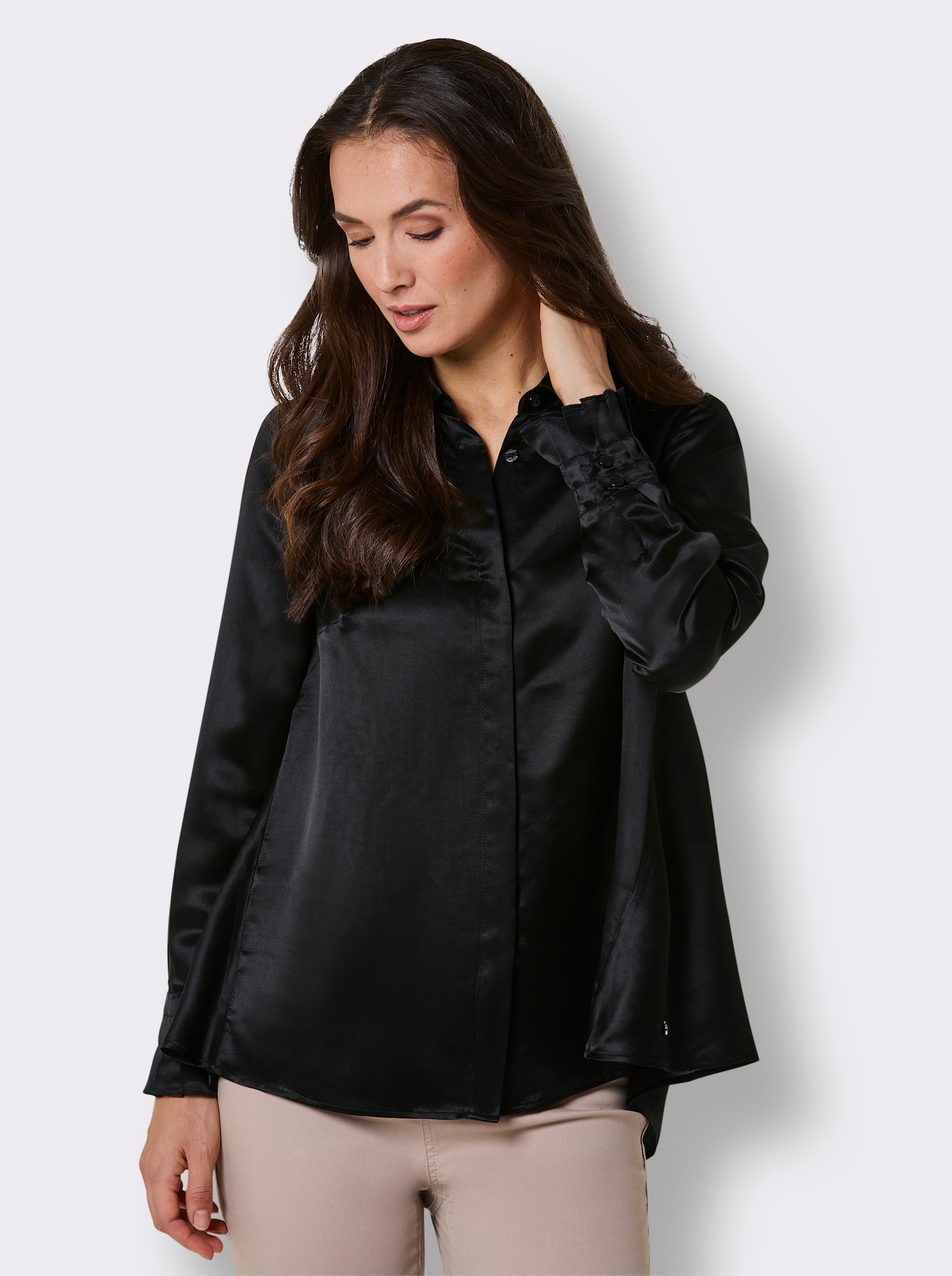 CREATION L PREMIUM Seidenbluse - schwarz