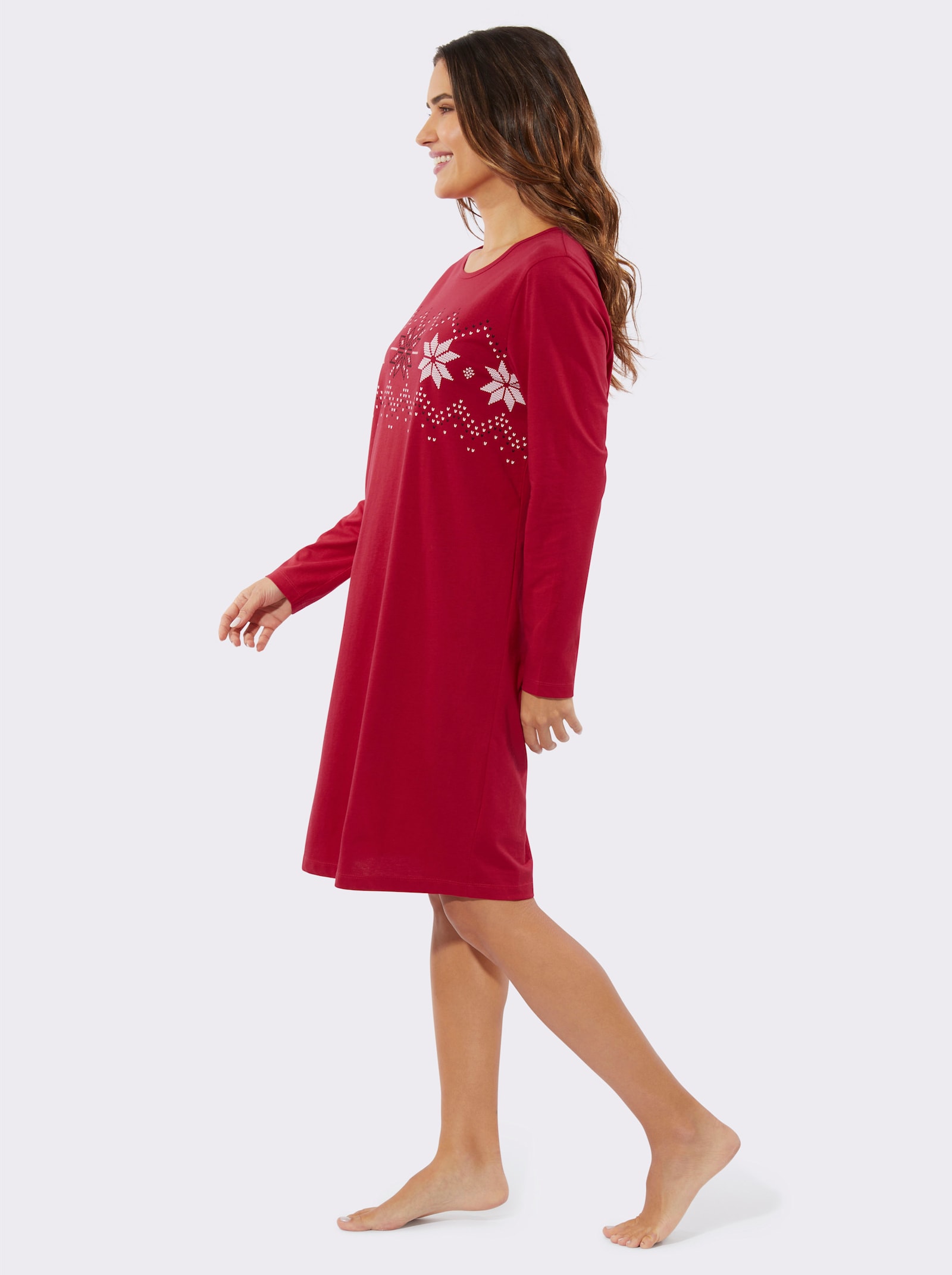 Nattlinne med norskt motiv - röd-gräddvit