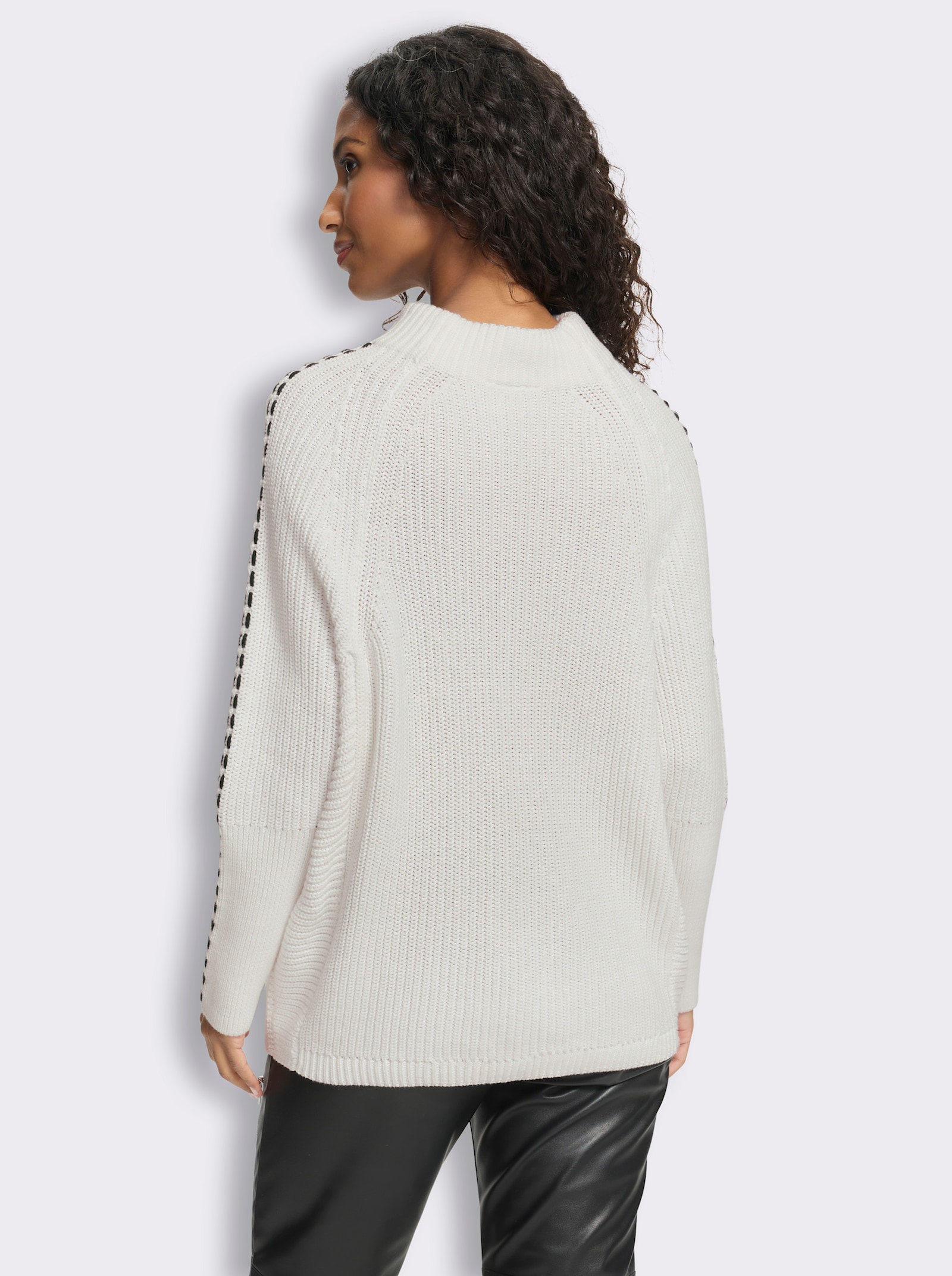 heine Stehkragenpullover mit Fledremausärmel - weiß