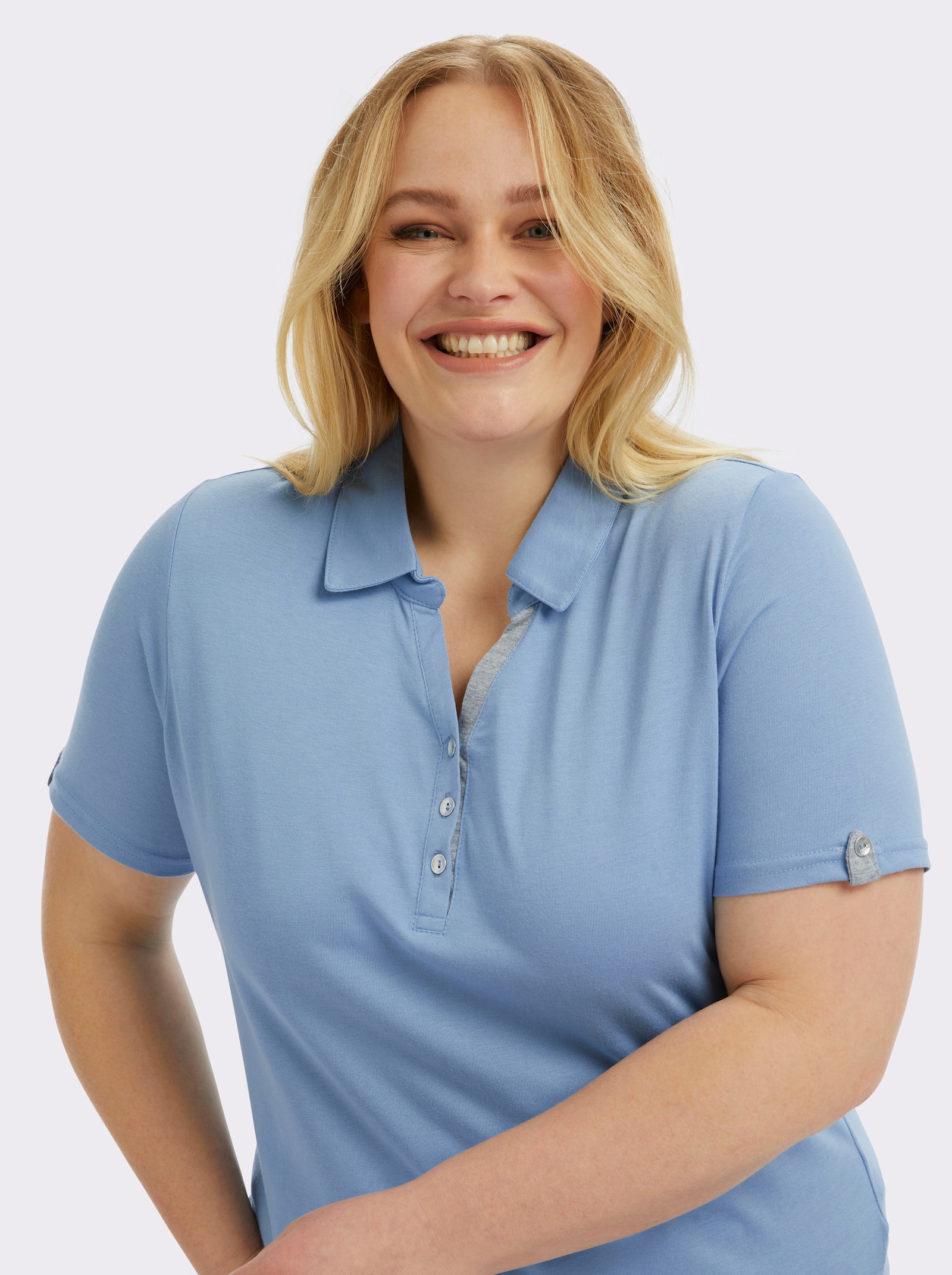 Poloshirt mit Zierriegel - bleu