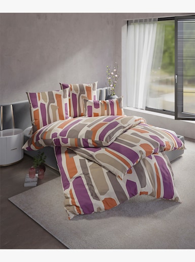 wäschepur Bettwäsche - champagner-violett-bedruckt