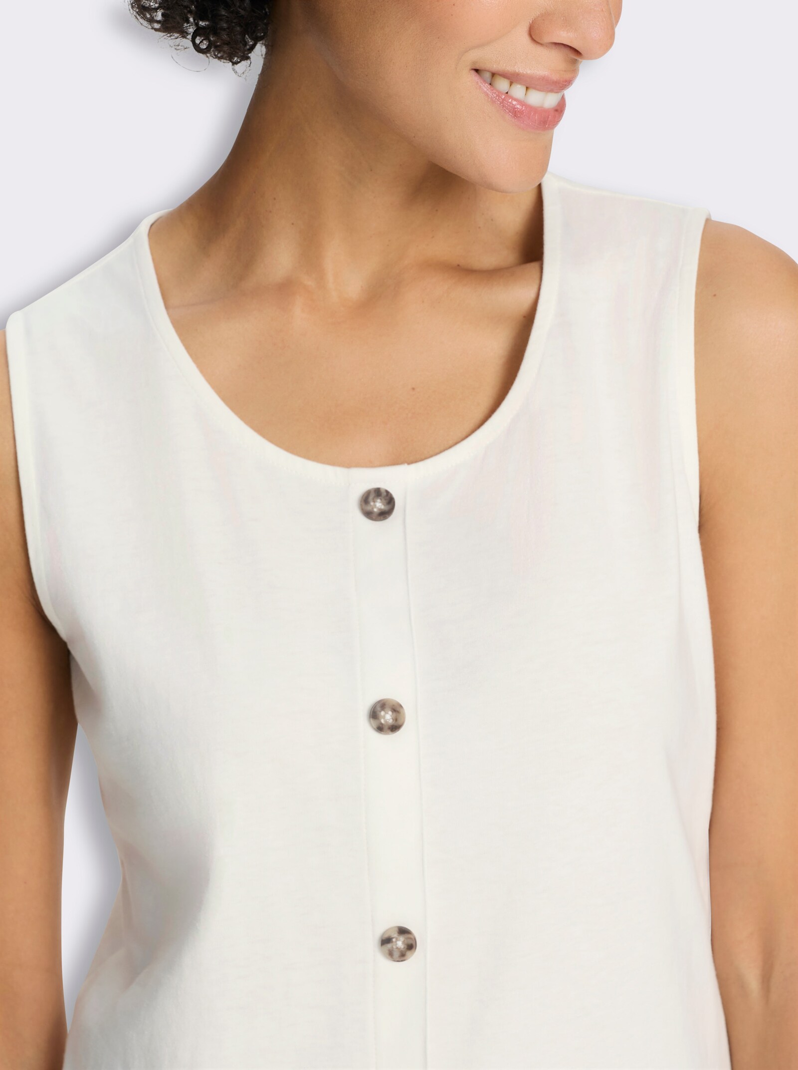 Shirttop mit imitierter Knopfleiste - ecru