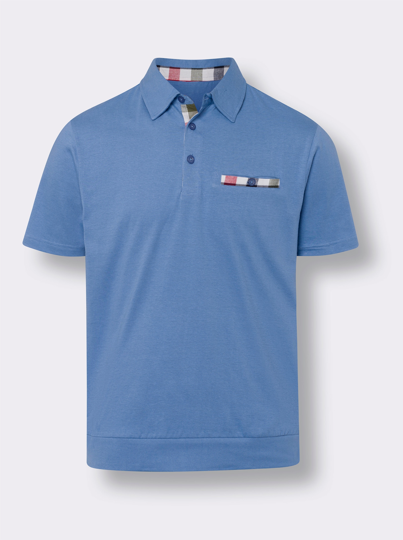Kurzarm-Poloshirt - mittelblau