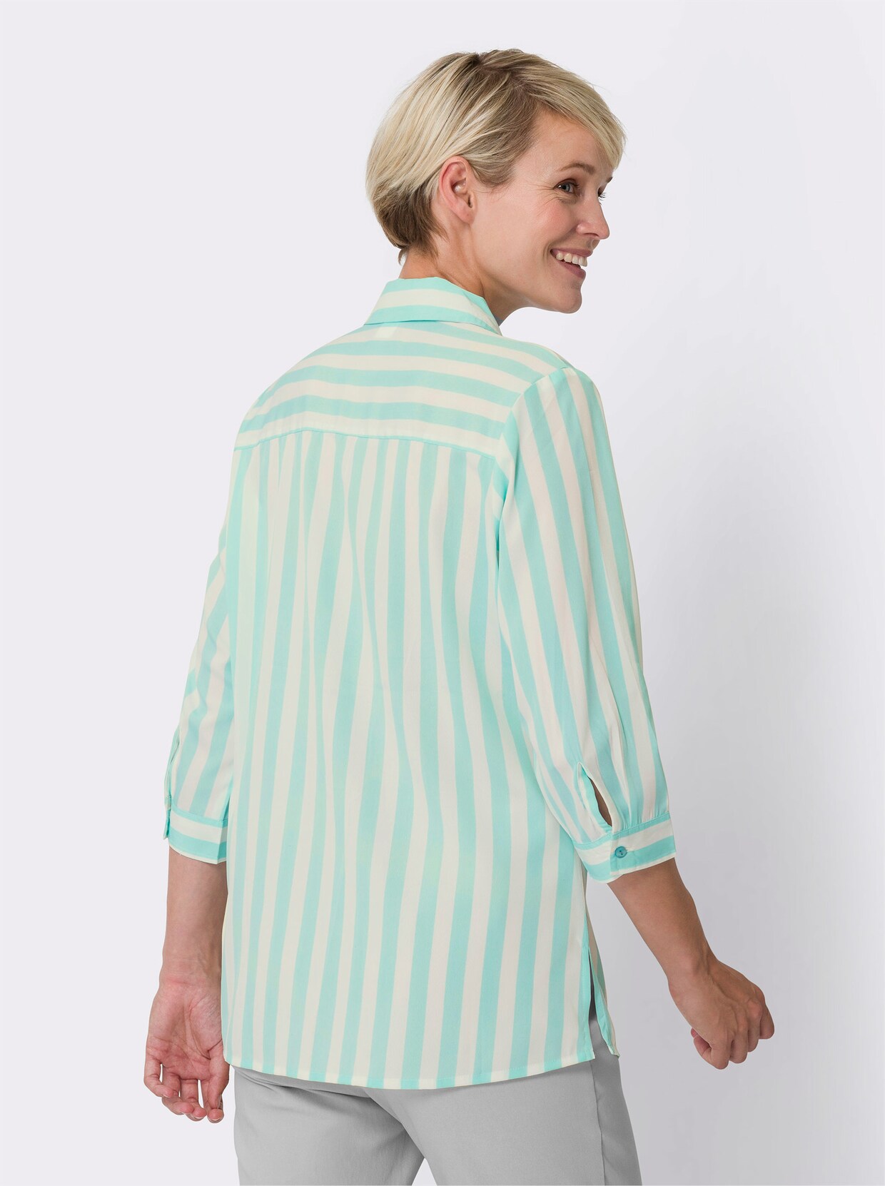 Longline blouse - mint gestreept