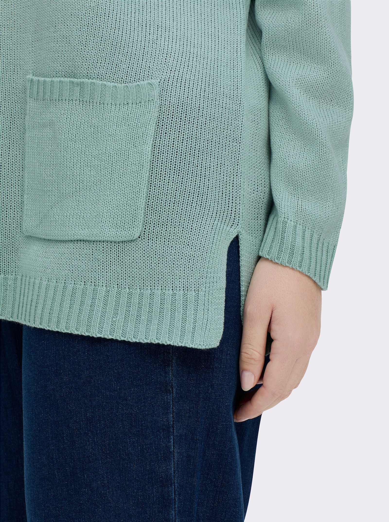 Longpullover mit Stehkragen - kalkmint