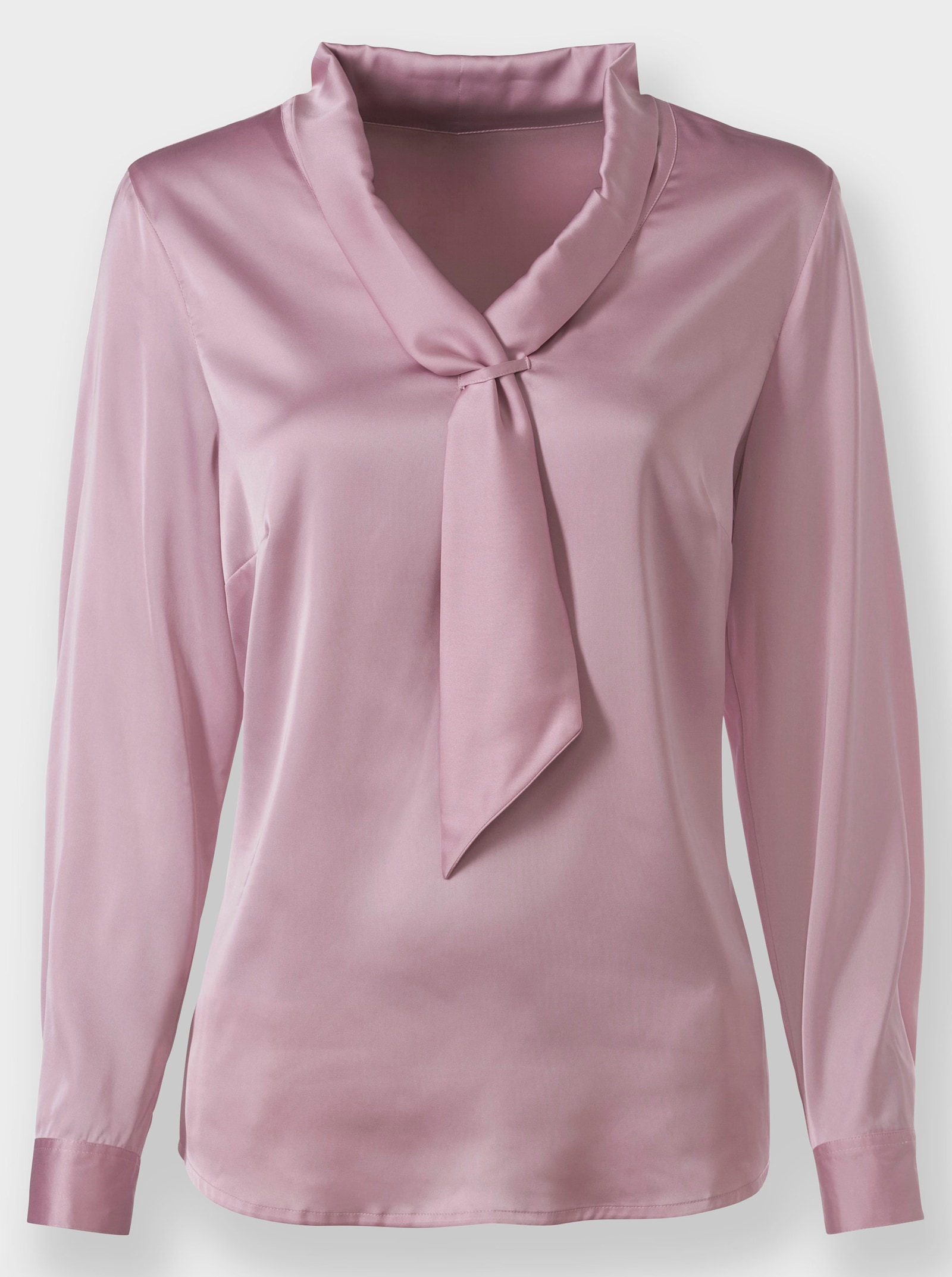Satinbluse mit Schalkragen - rosé