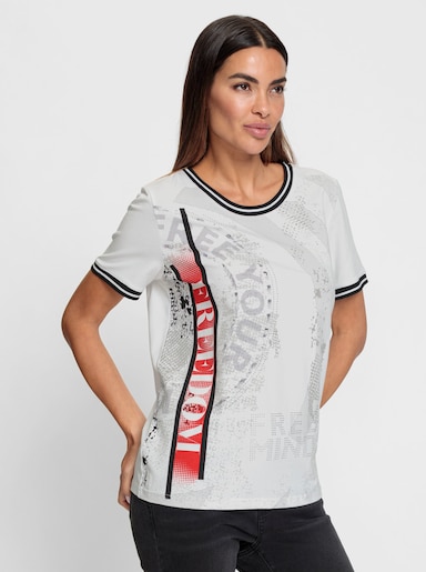 heine Rundhalsshirt mit Print - weiß