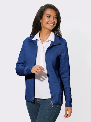 Strickjacke mit 2-Wege-Reißverschluss - royalblau