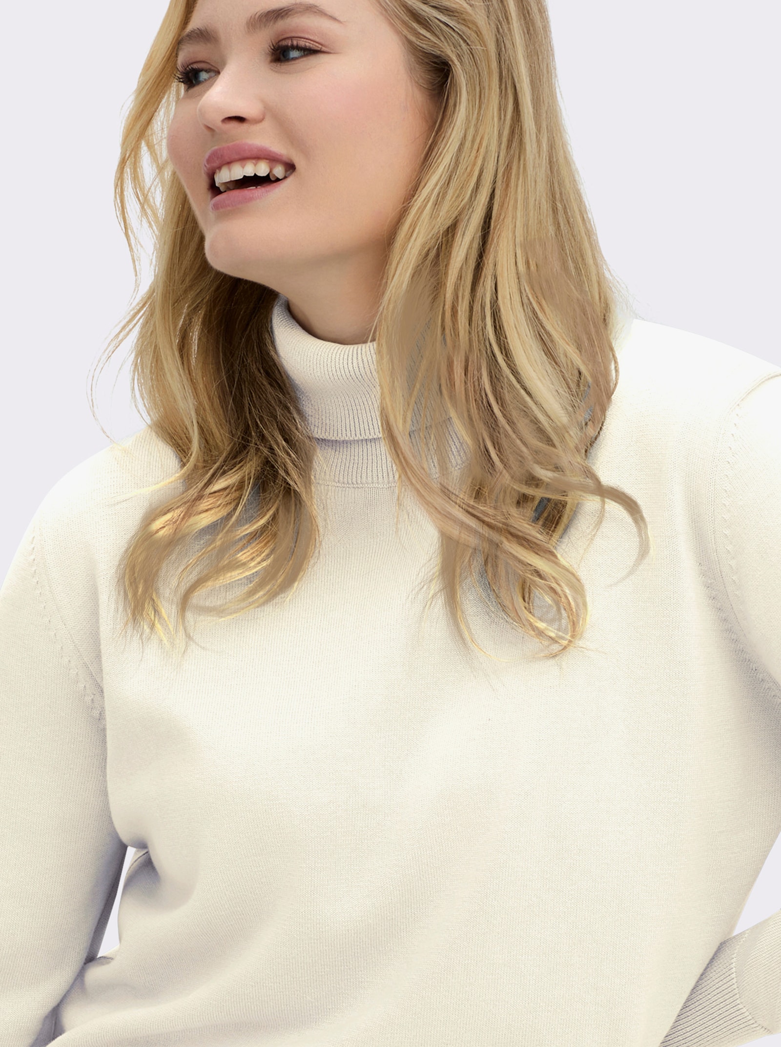 Rollkragenpullover aus reiner Baumwolle - ecru