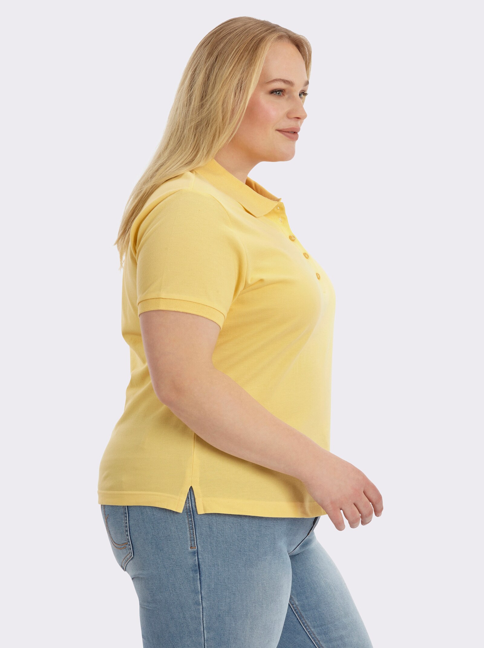 Poloshirt mit Seitenschlitzen - maisgelb
