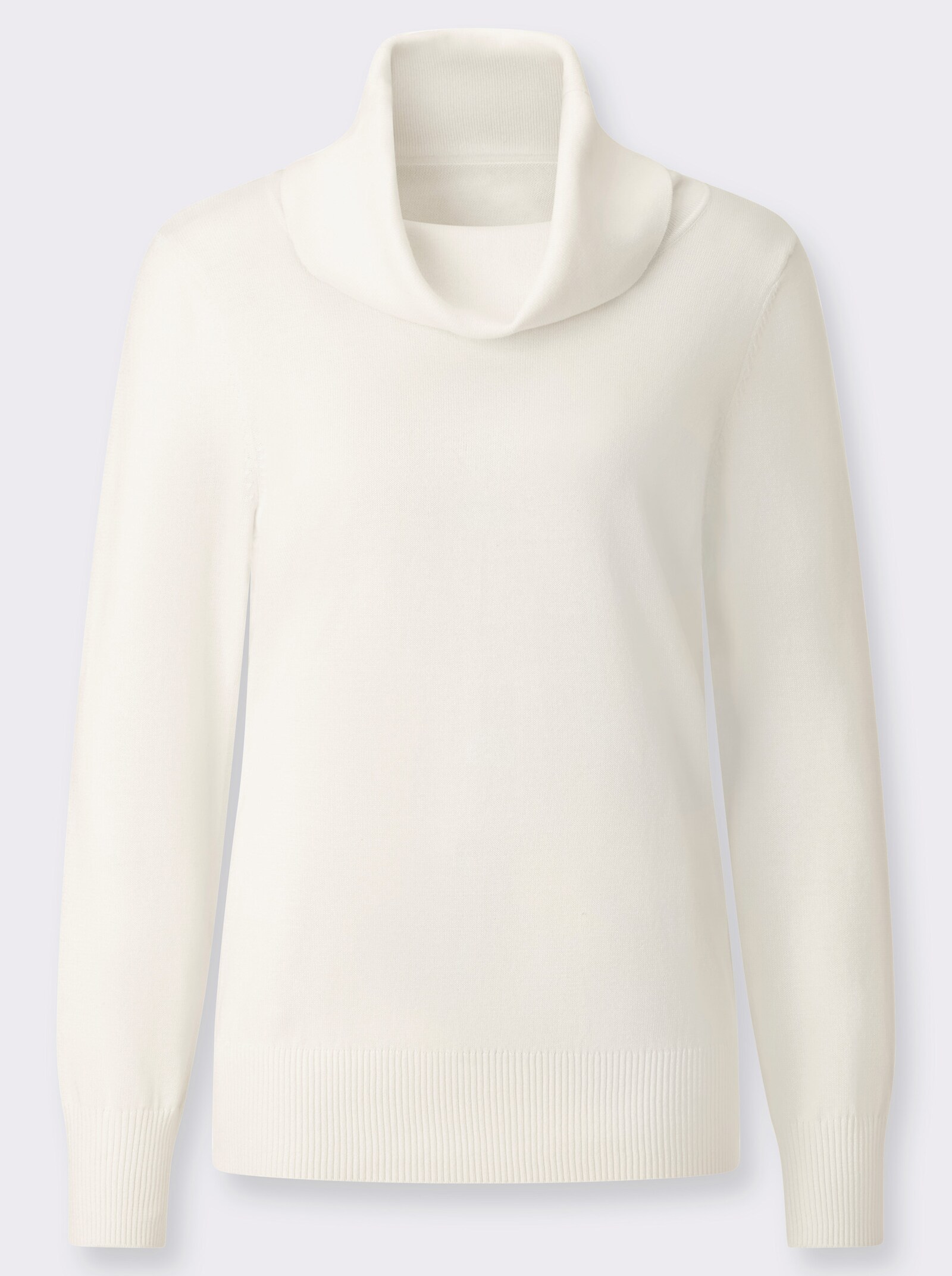 Rollkragenpullover aus weichem Feinstrick - ecru