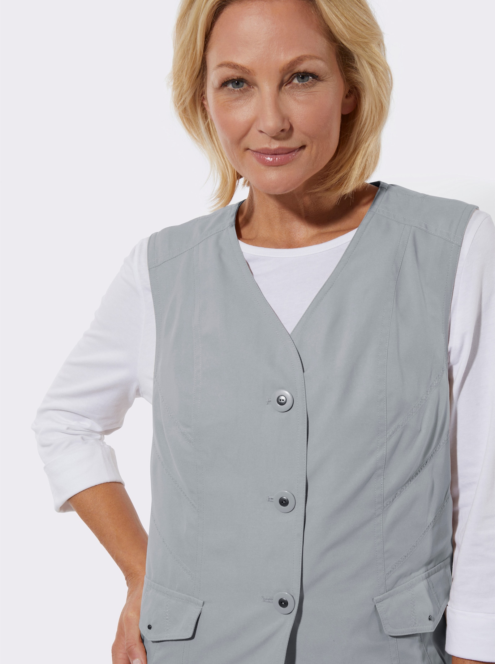 Functioneel gilet van microgaren - steengrijs