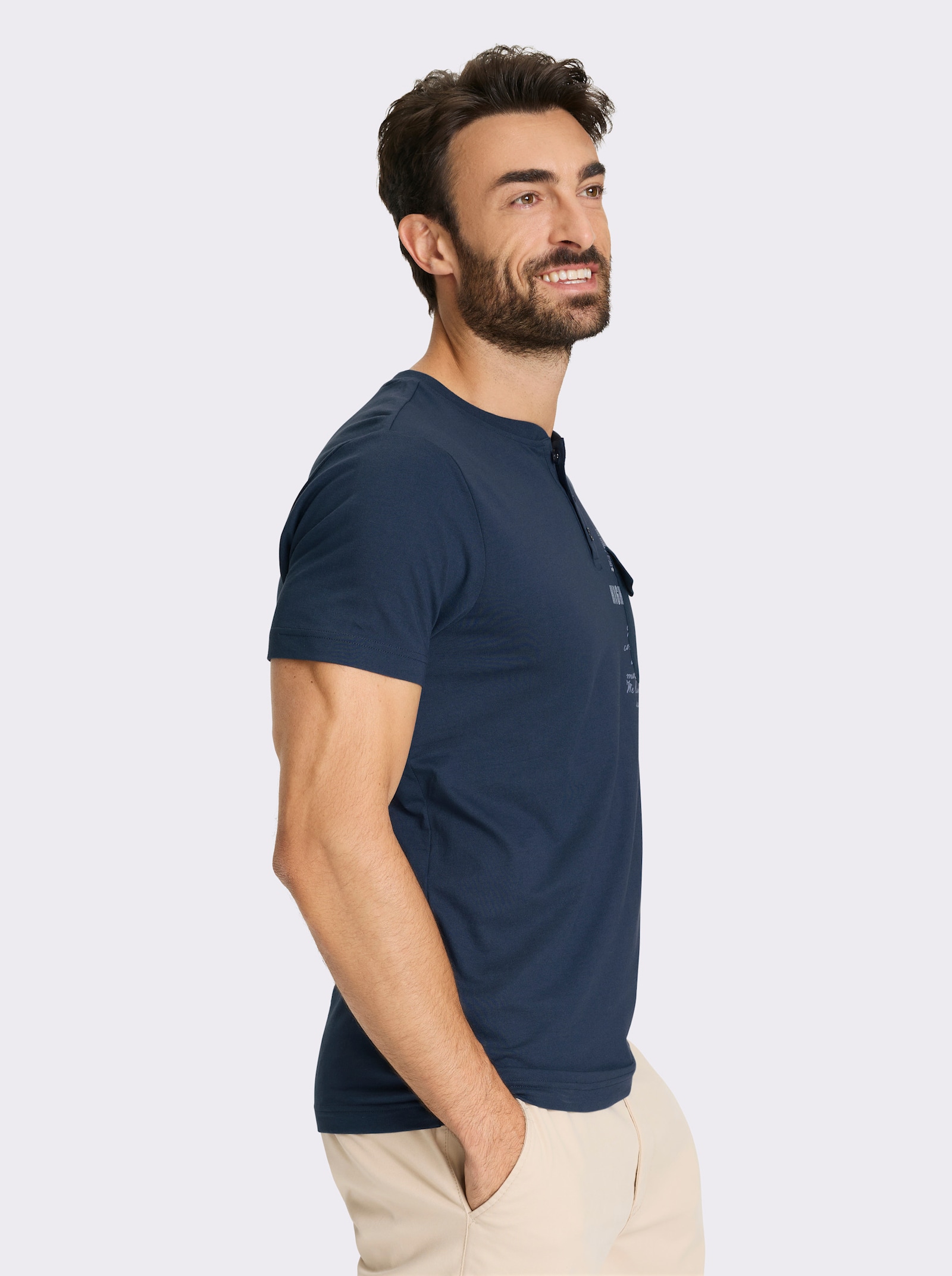 Catamaran Kurzarmshirt mit Henley-Ausschnitt - dunkelblau