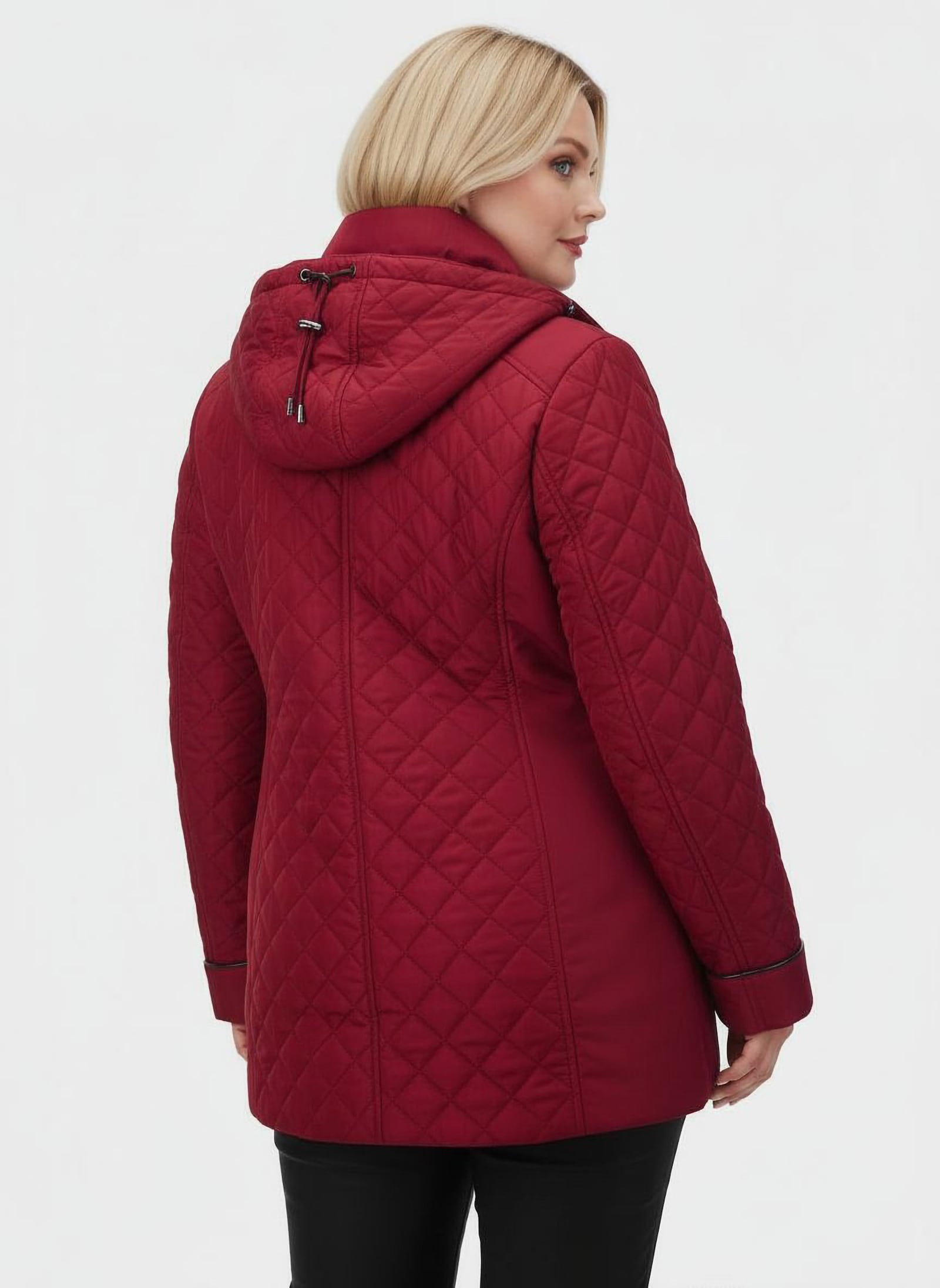 Steppjacke mit aufgesetzten Pattentaschen - dunkelrot
