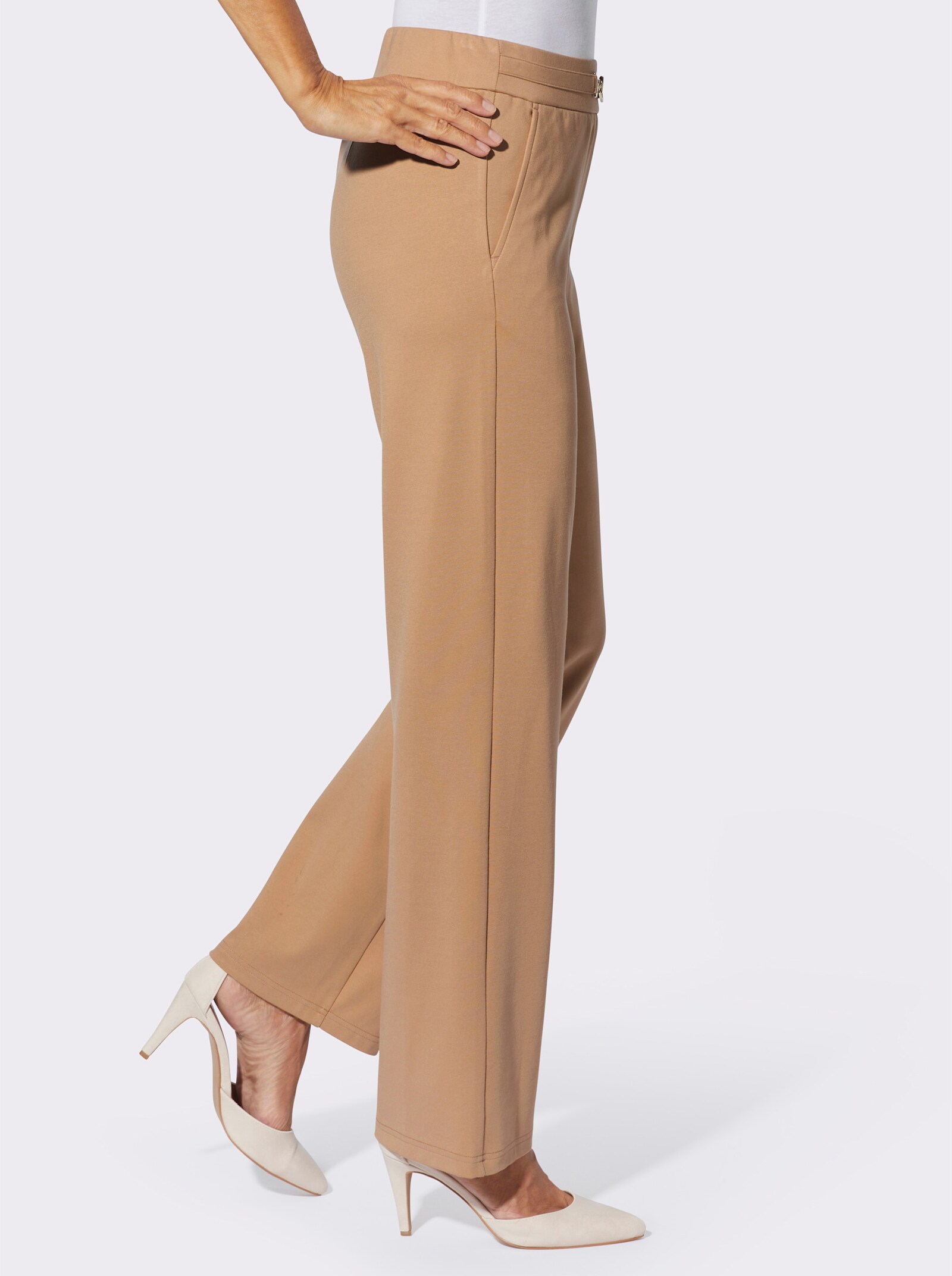 Schlupfhose mit Zierschnalle - camel