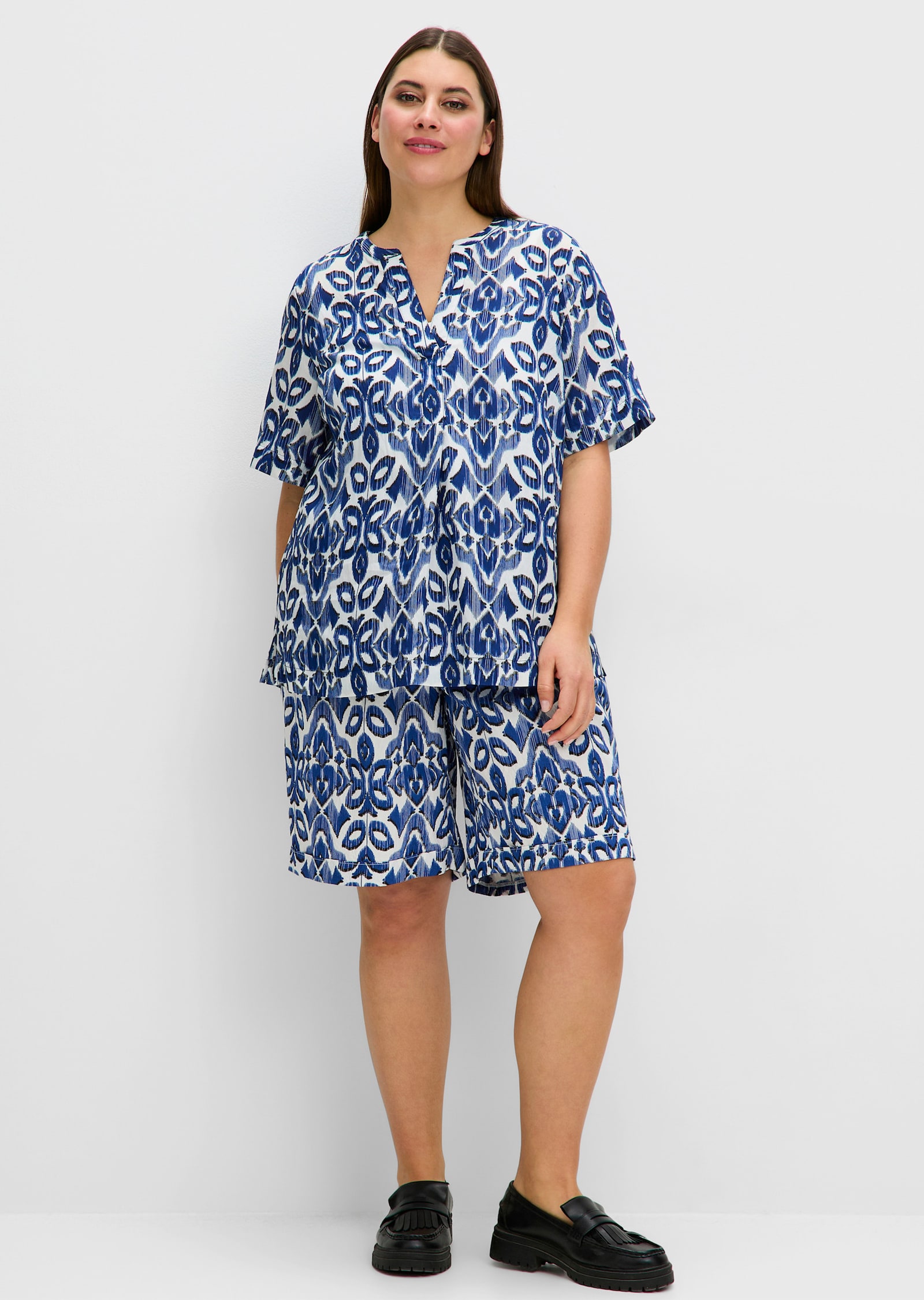 sheego Tunika mit Grafikdruck - ecru-gemustert