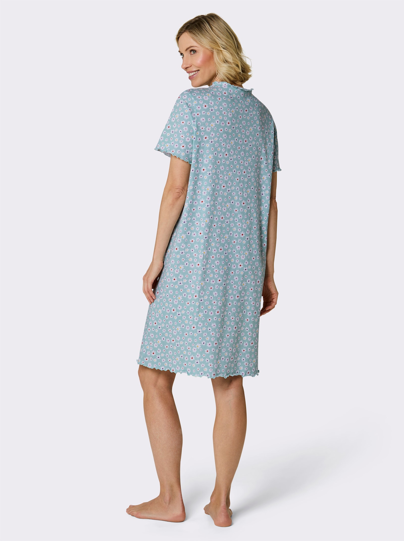 wäschepur Sleepshirts mit Satin-Schleifchen am Ausschnitt - mint + flieder