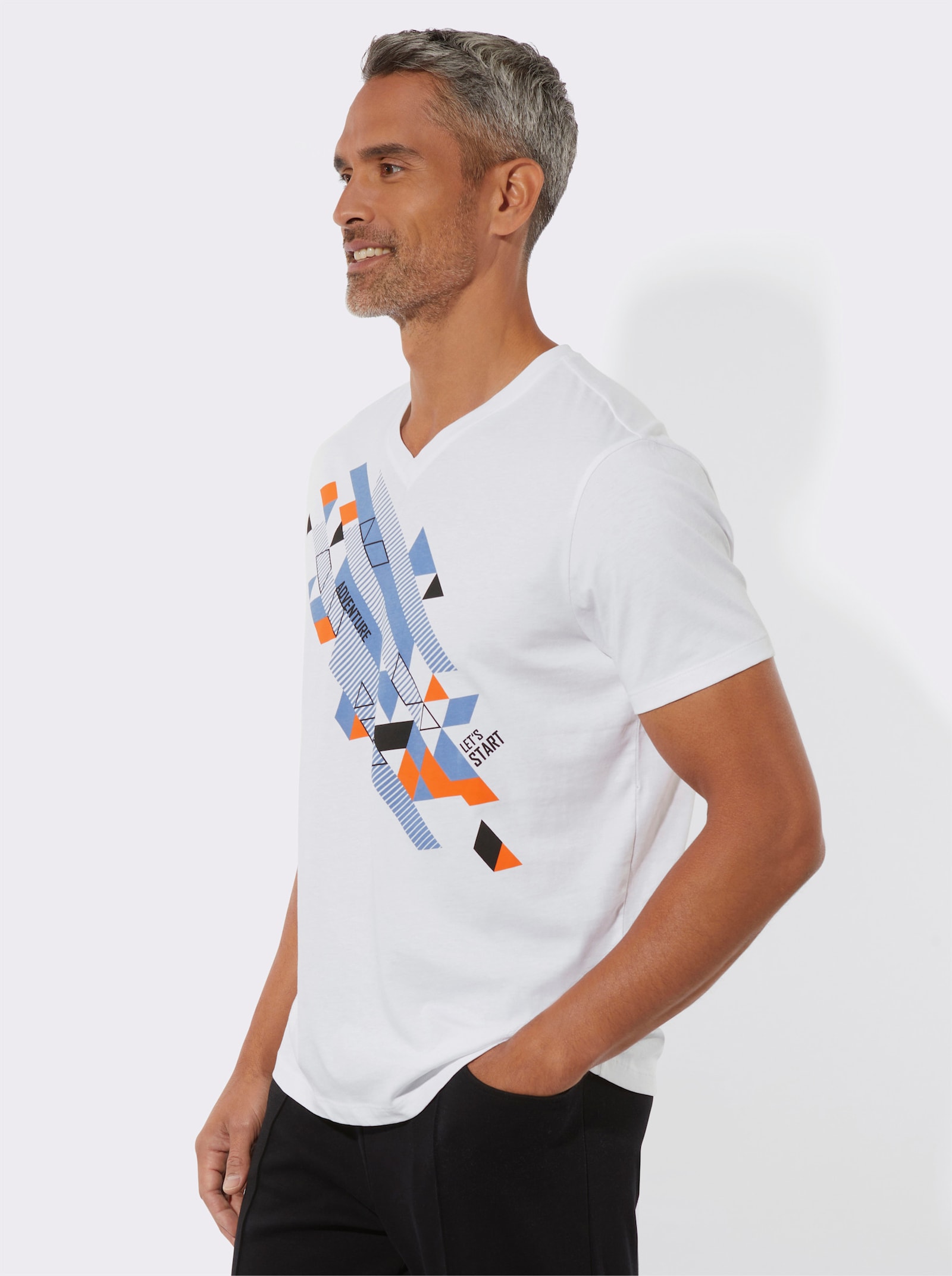 Kortärmad topp med tryck - vit