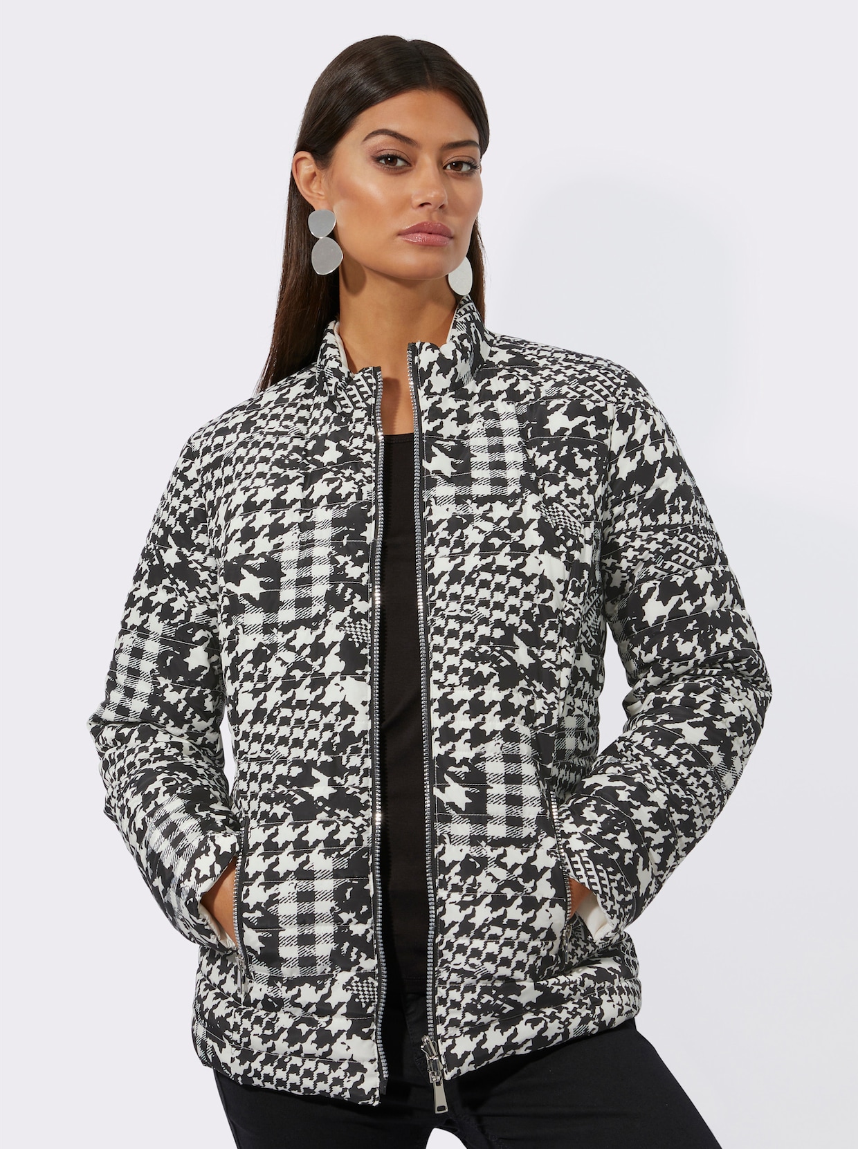 Wendejacke - ecru-schwarz-bedruckt