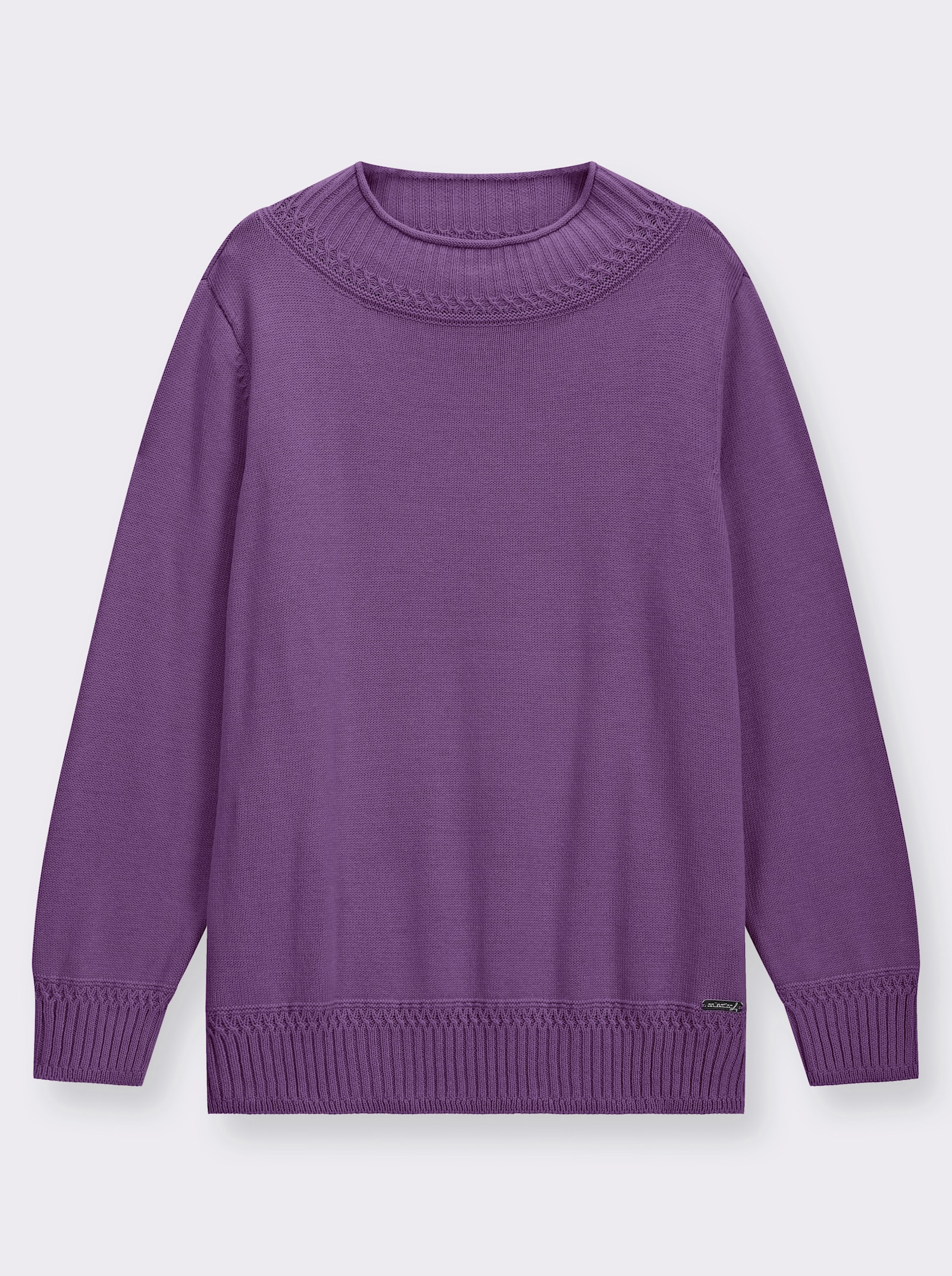 Stehkragenpullover mit Ripp-Abschlüssen - lila