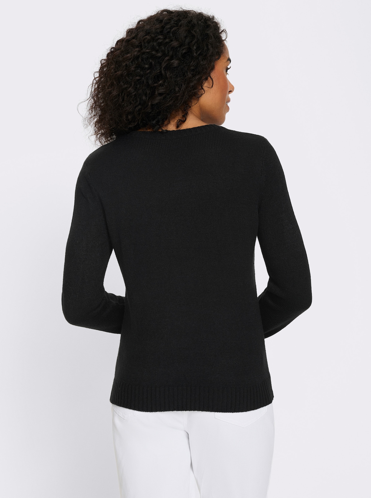 Pullover met lange mouwen en jacquardpatroon - zwart/camel gedessineerd