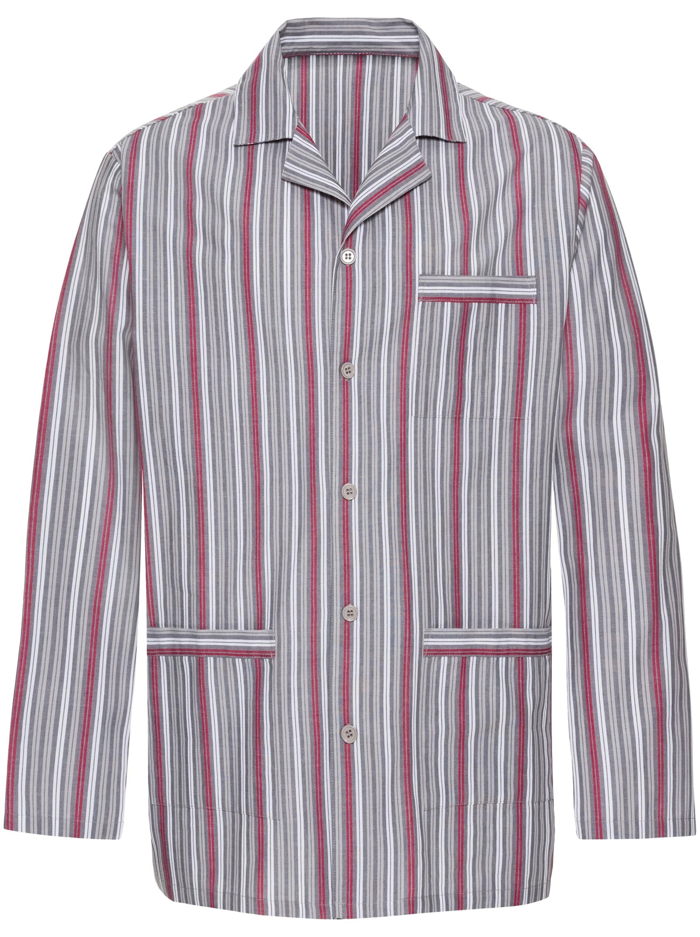 KINGsCLUB Pyjama - grau-rot-gestreift
