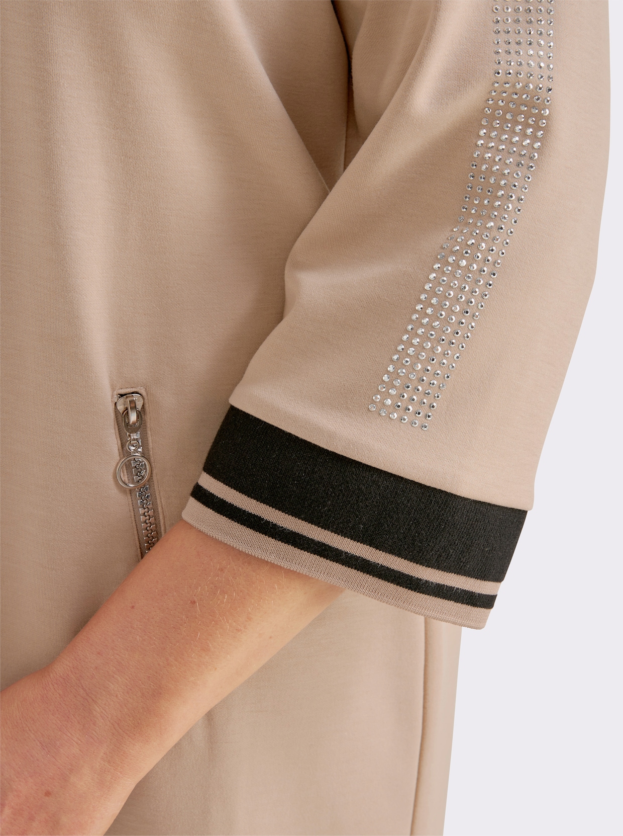 Polokleid im hochwertigen Modal-Mix - beige-schwarz